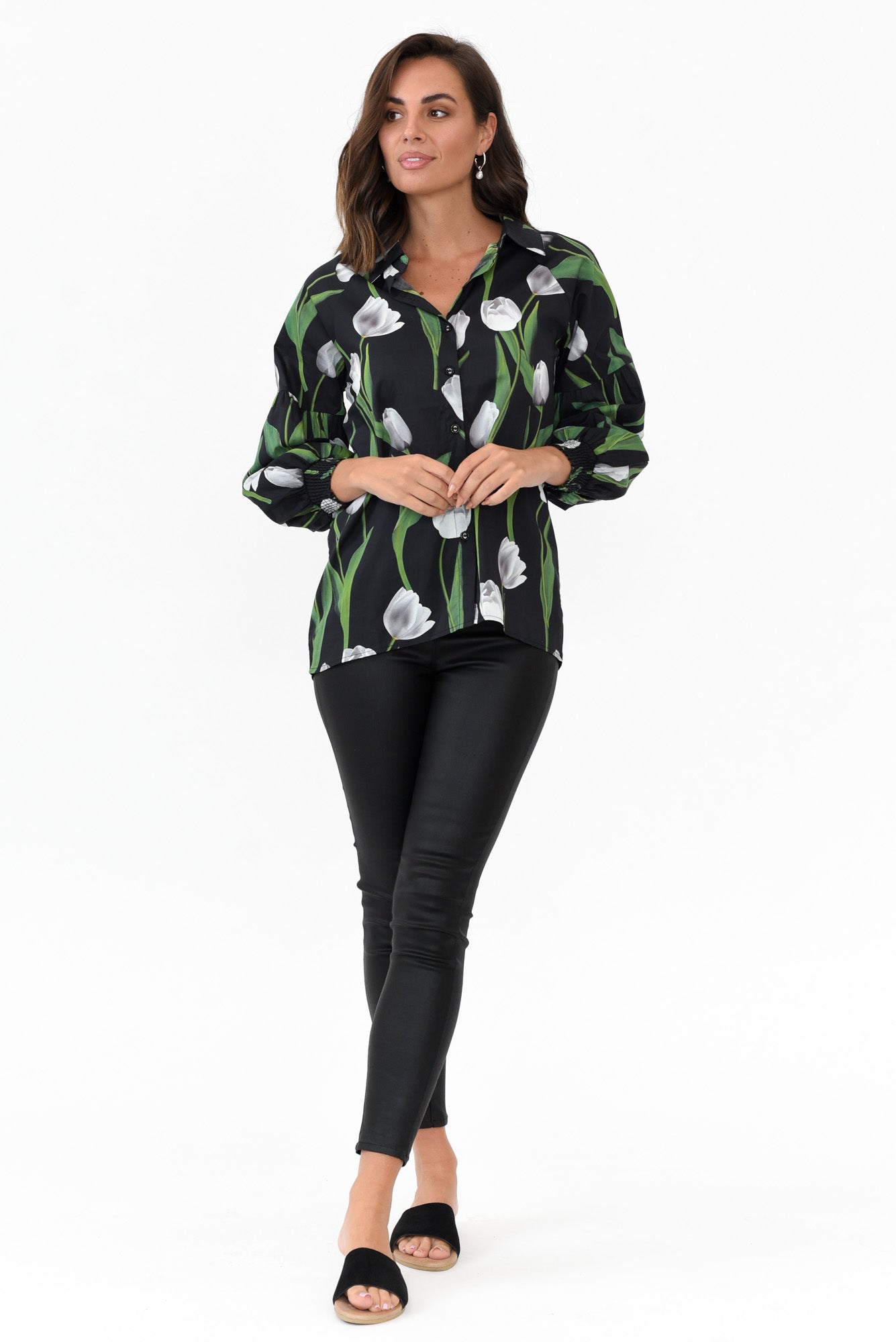 Zari Black Tulip Cotton Shirt