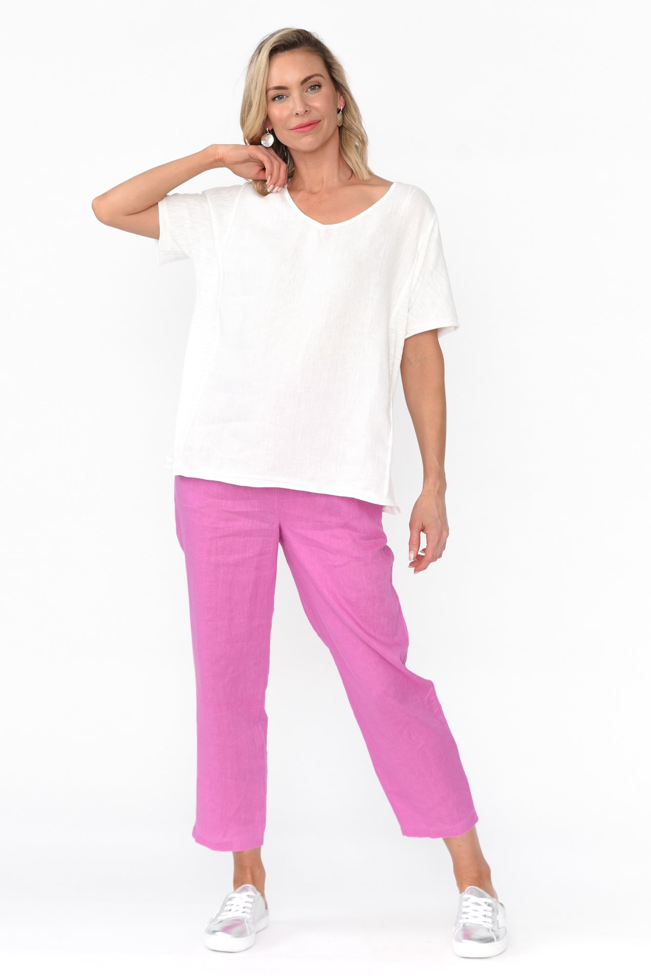 Ishana White Linen Cotton Top