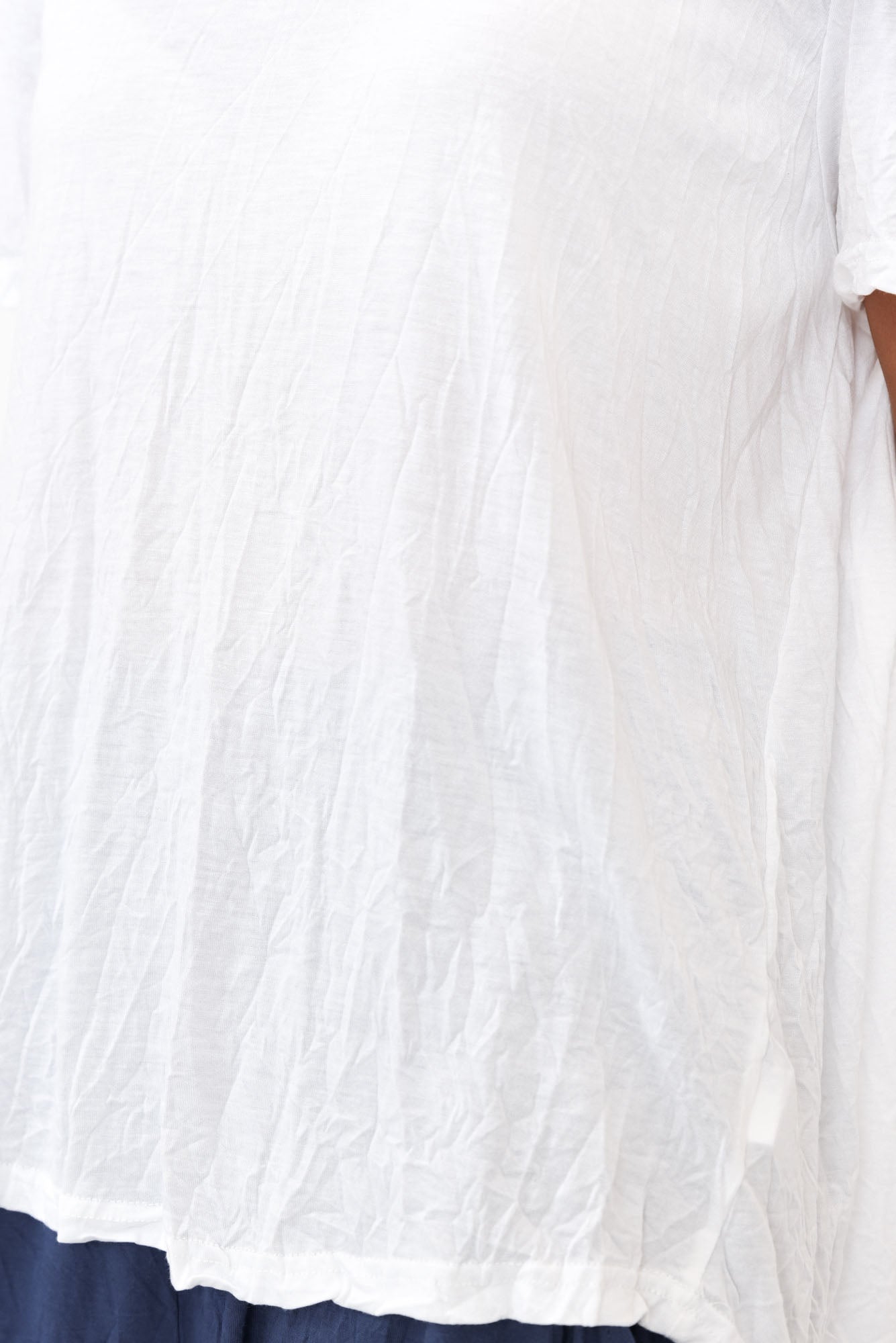 Marley White Crinkle Cotton Short Sleeve Top