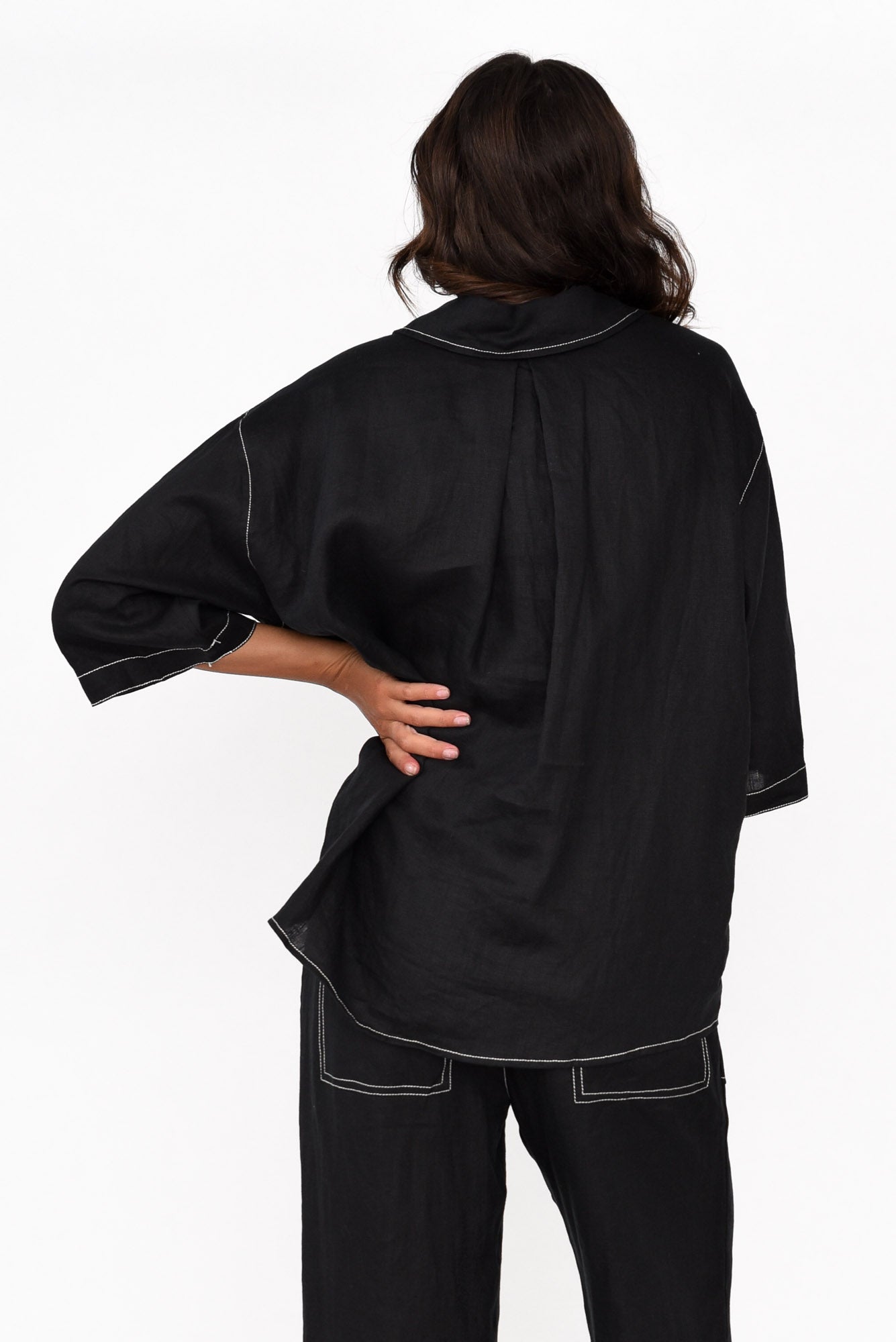 Armida Black Linen Shirt