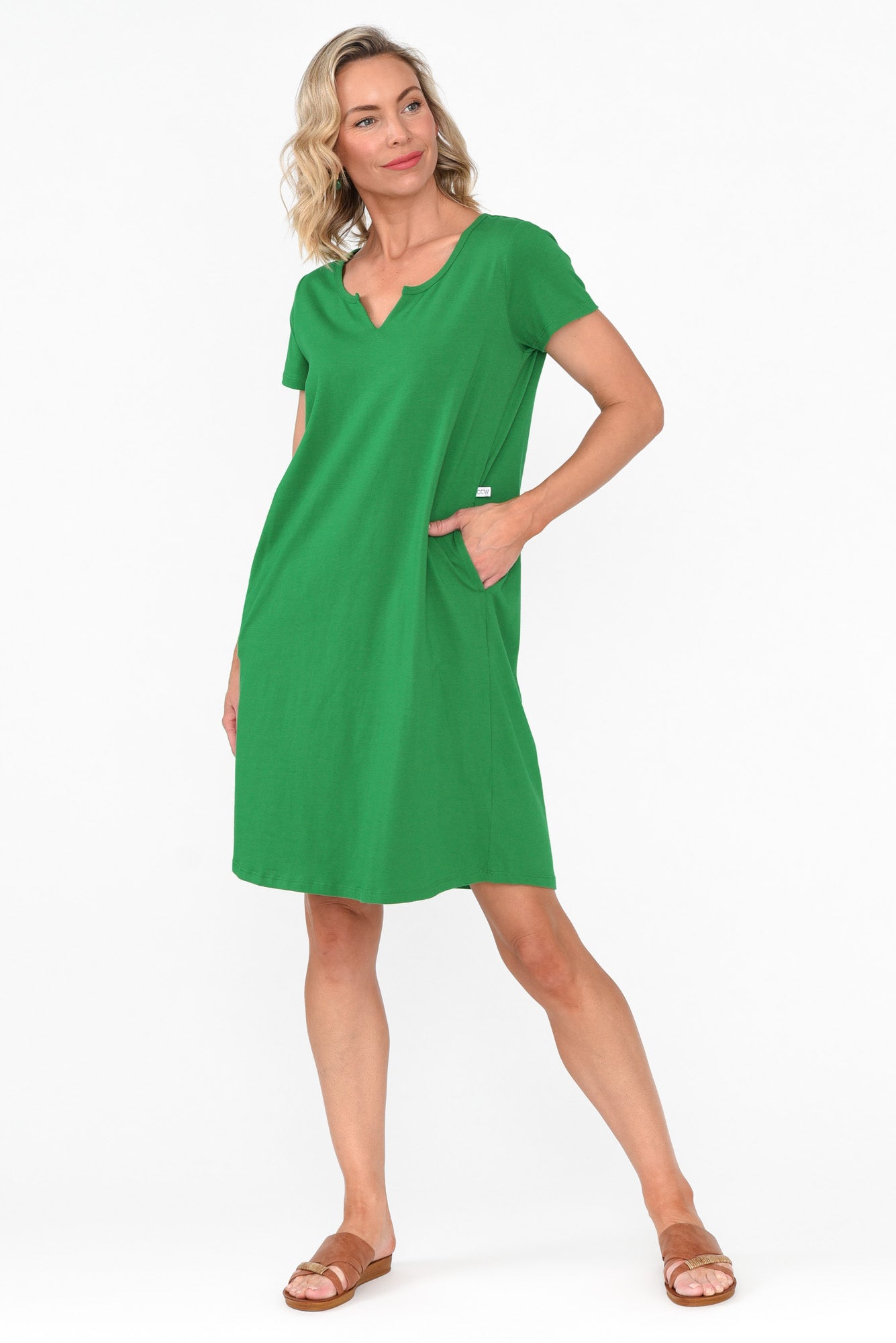 Mandy Green Cotton Tee Dress