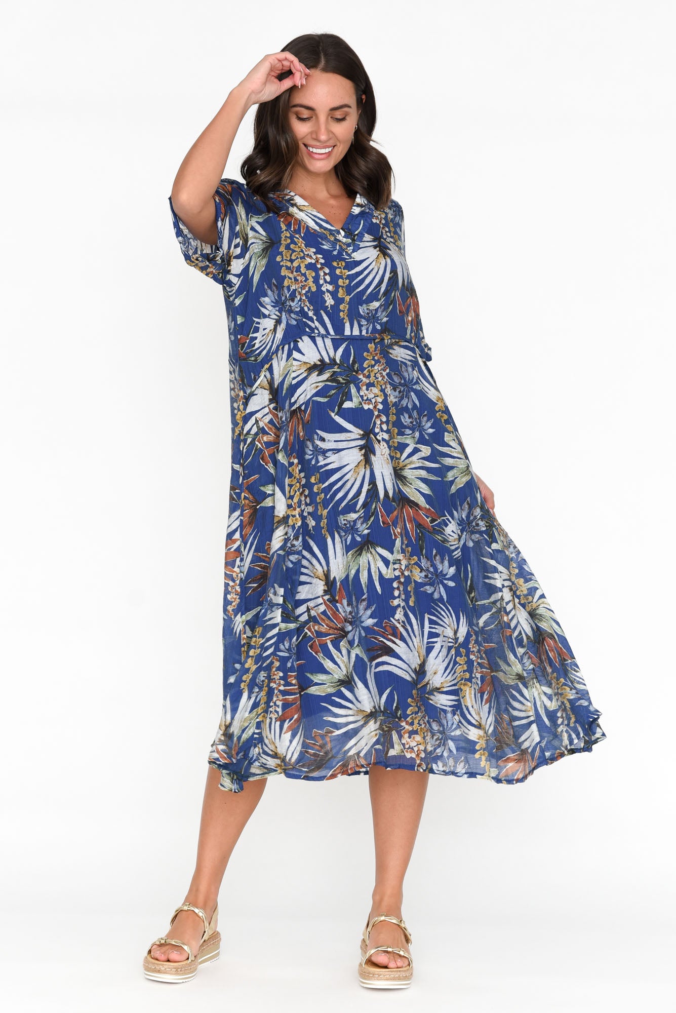 Raiden Blue Tropical Dress
