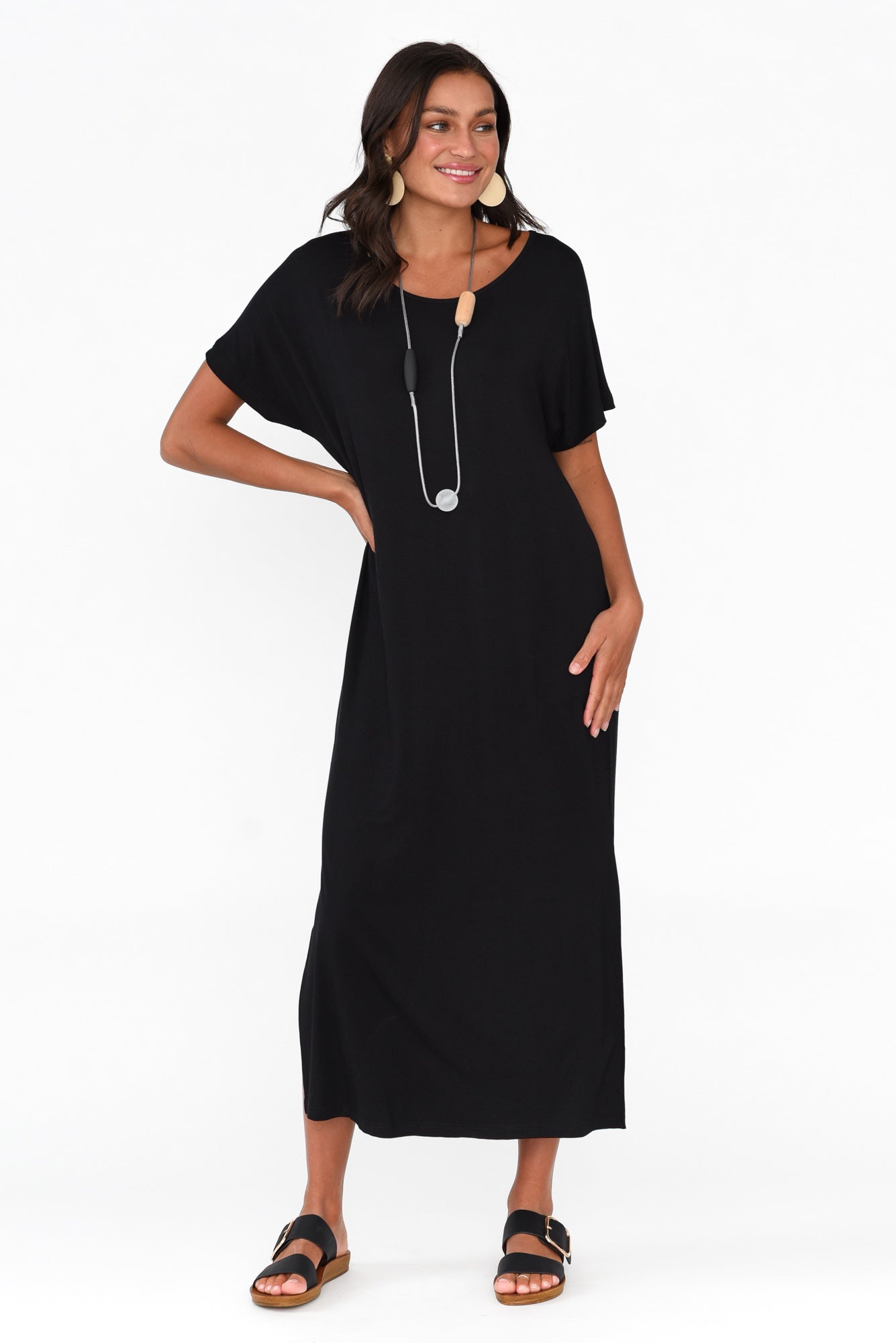 Dempsey Black Bamboo Midi Dress