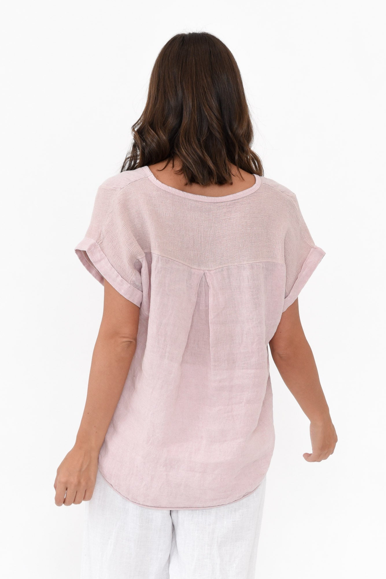 Dorian Pink Linen Cotton Top