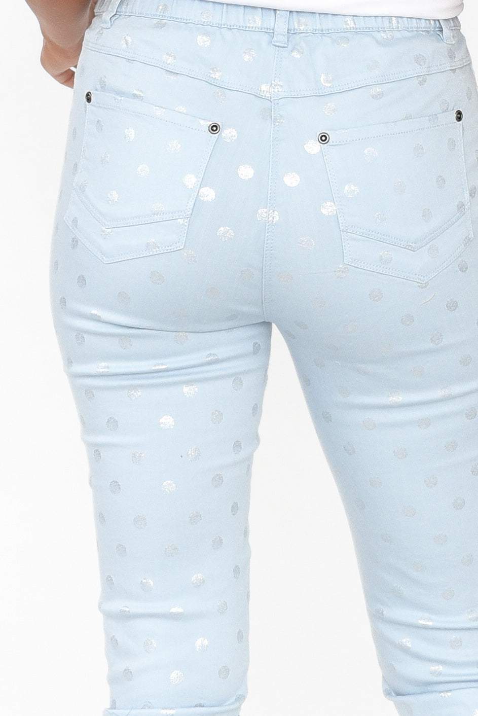 Reed Blue Foil Spot Cotton Capri Pant