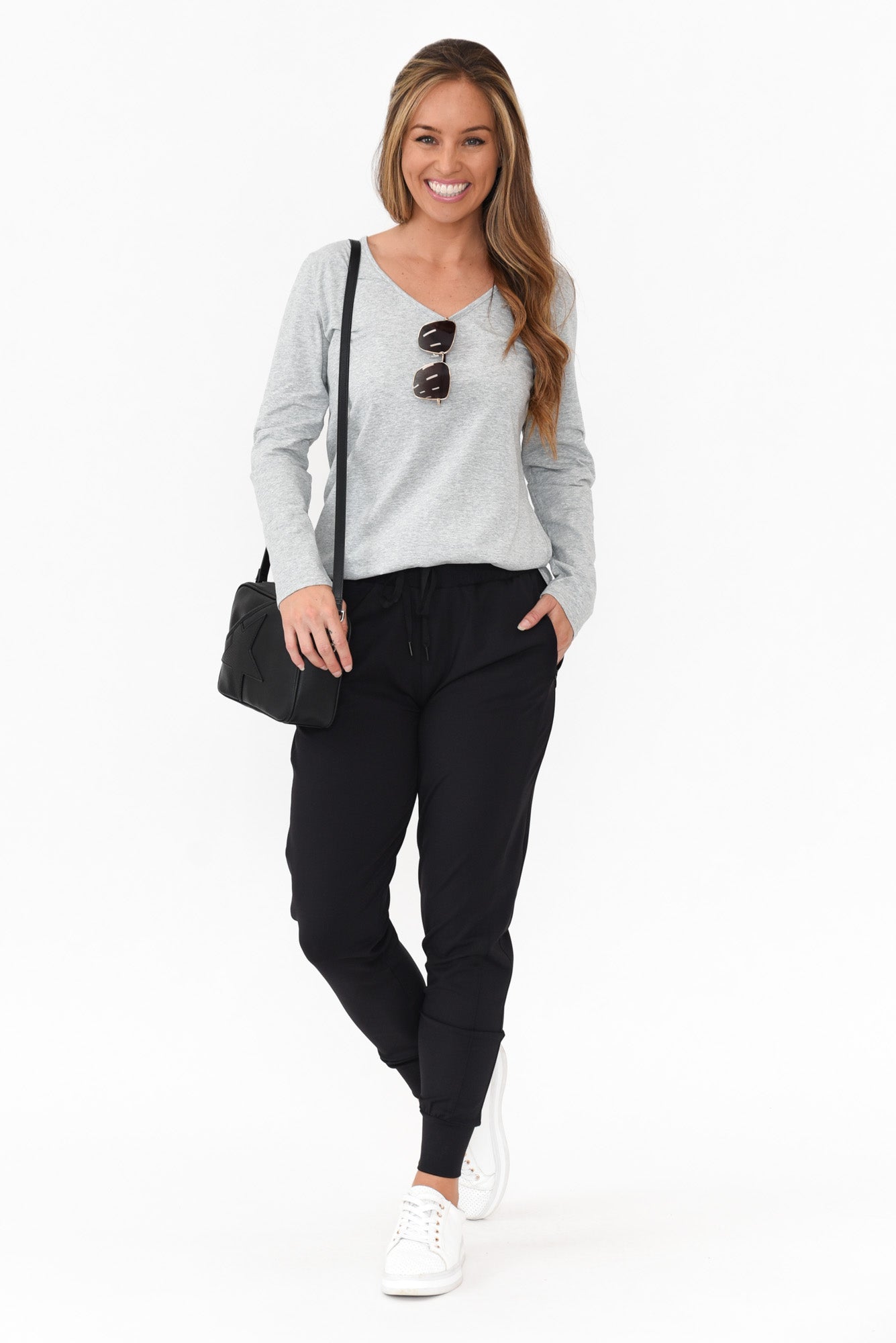 Archer Grey Cotton Long Sleeve Top