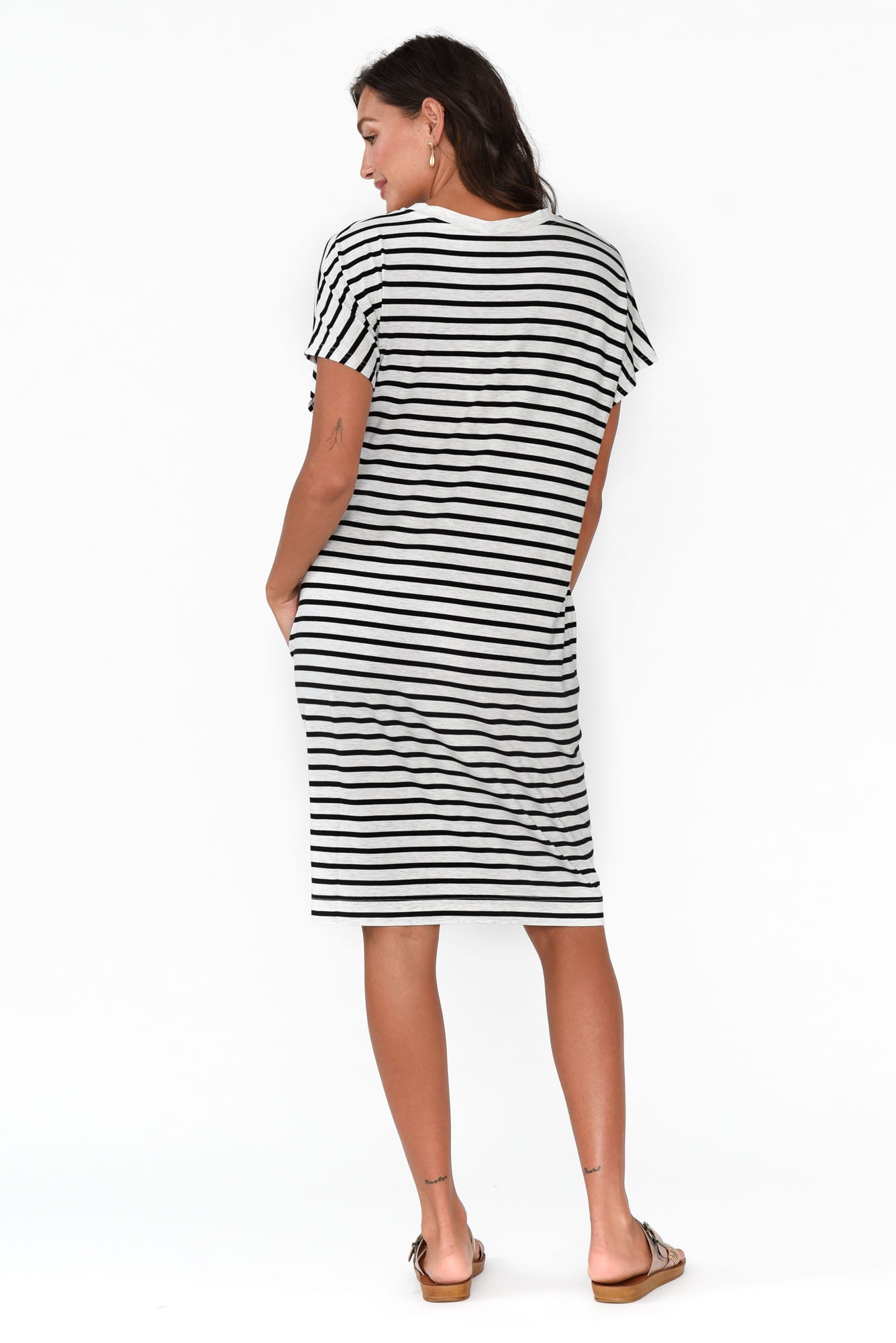 Nicks Grey Stripe Bamboo Tee Dress