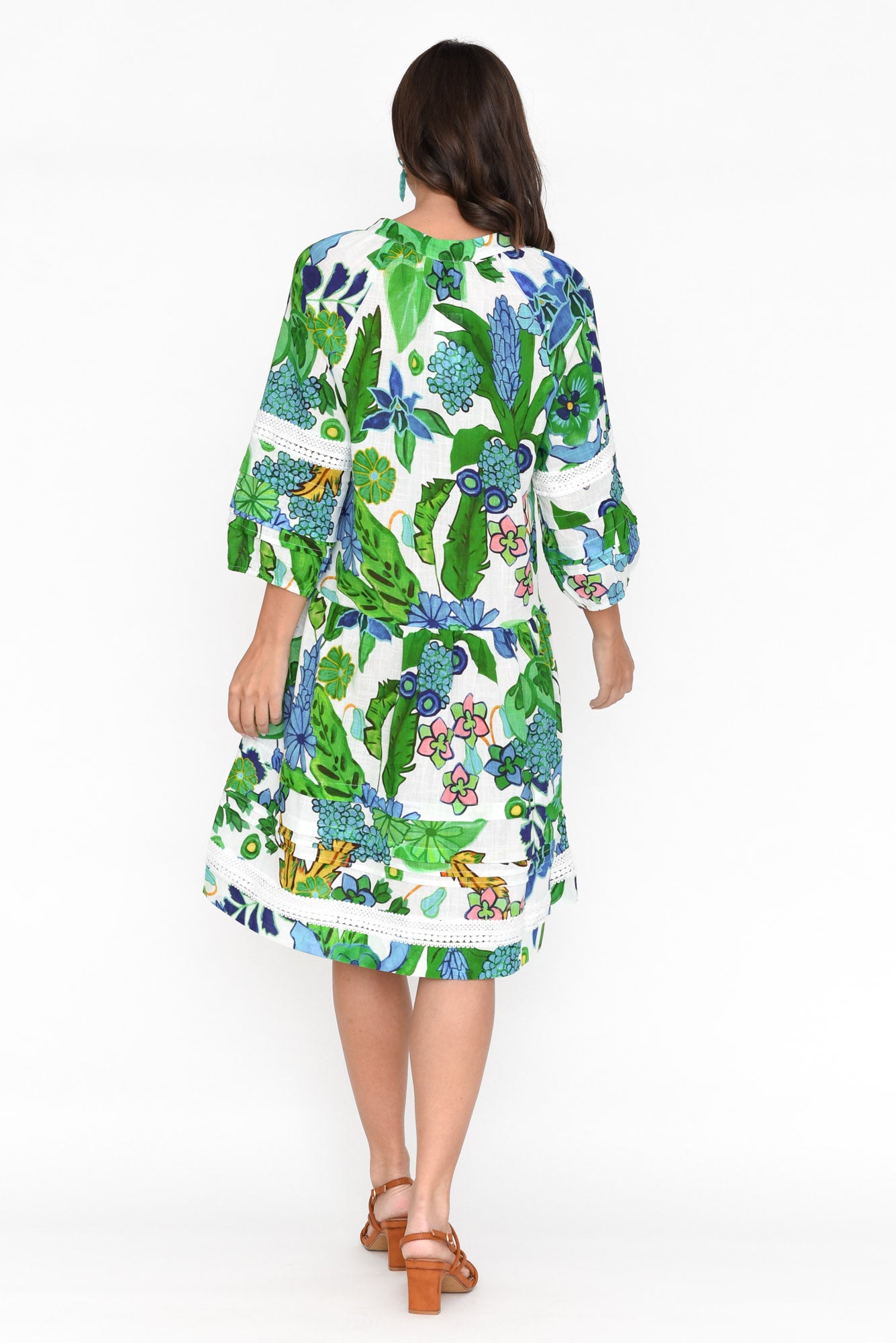 Morocco Green Floral Cotton Dress
