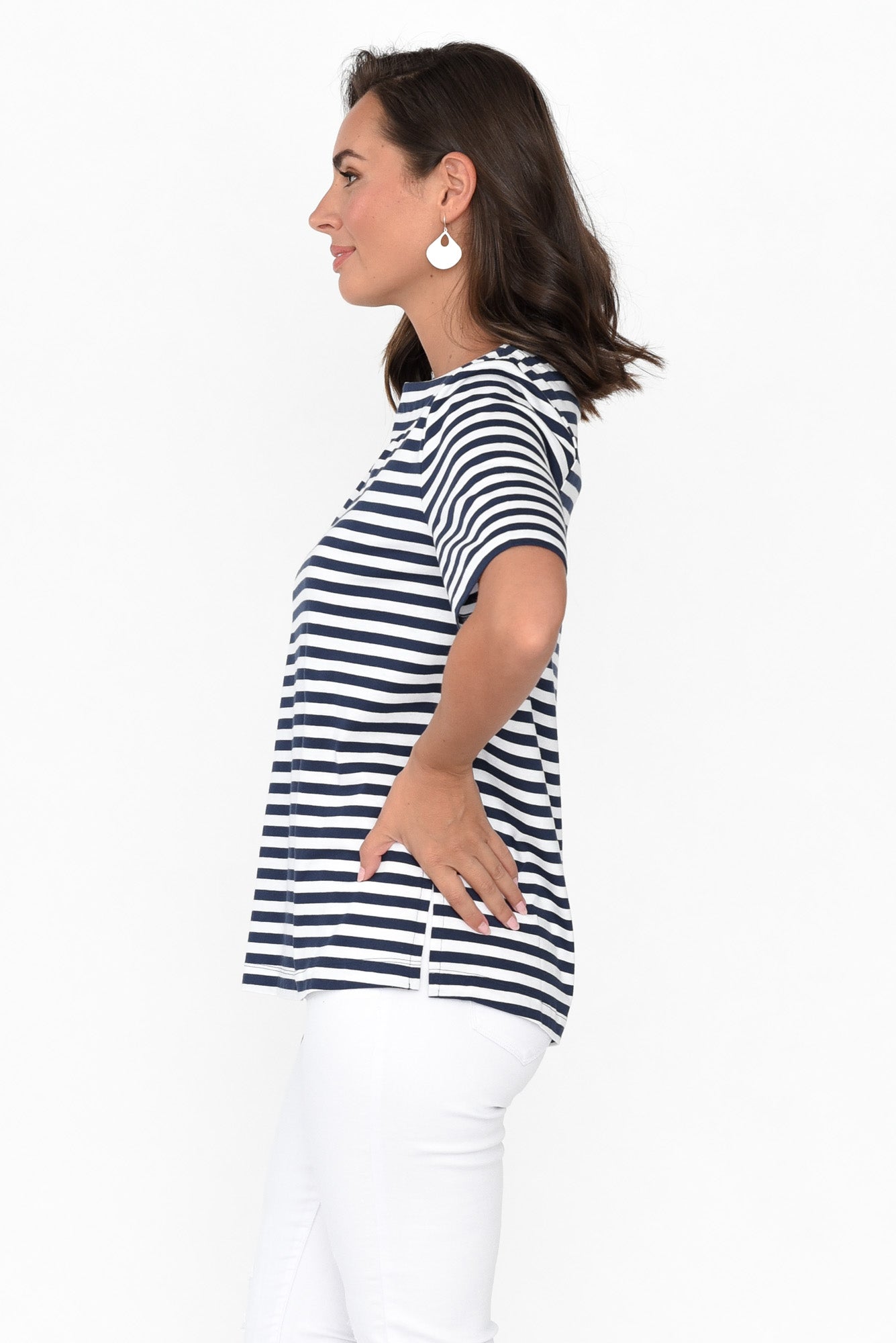 Rosalie Navy Stripe Cotton Tee