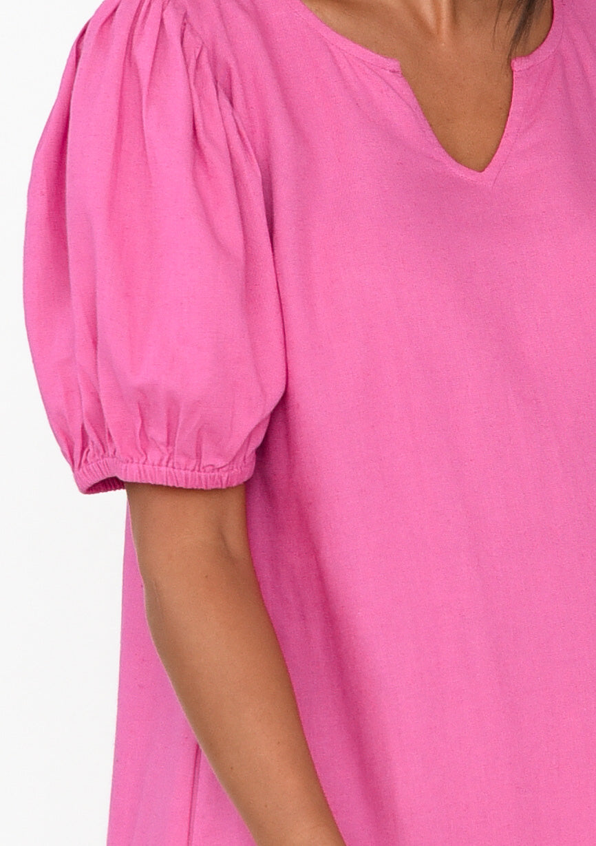Birdie Hot Pink Linen Blend Dress