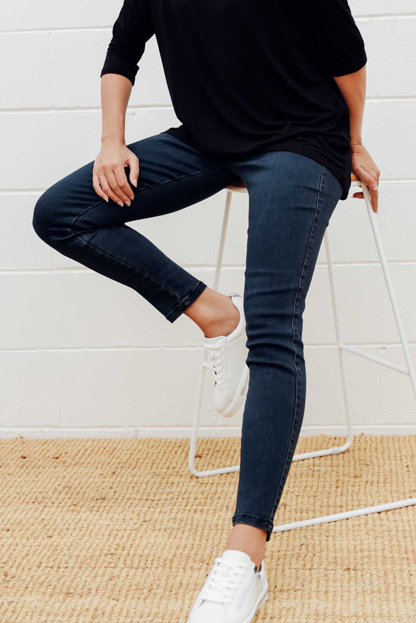 Polly Blue Cotton Stretch Pant