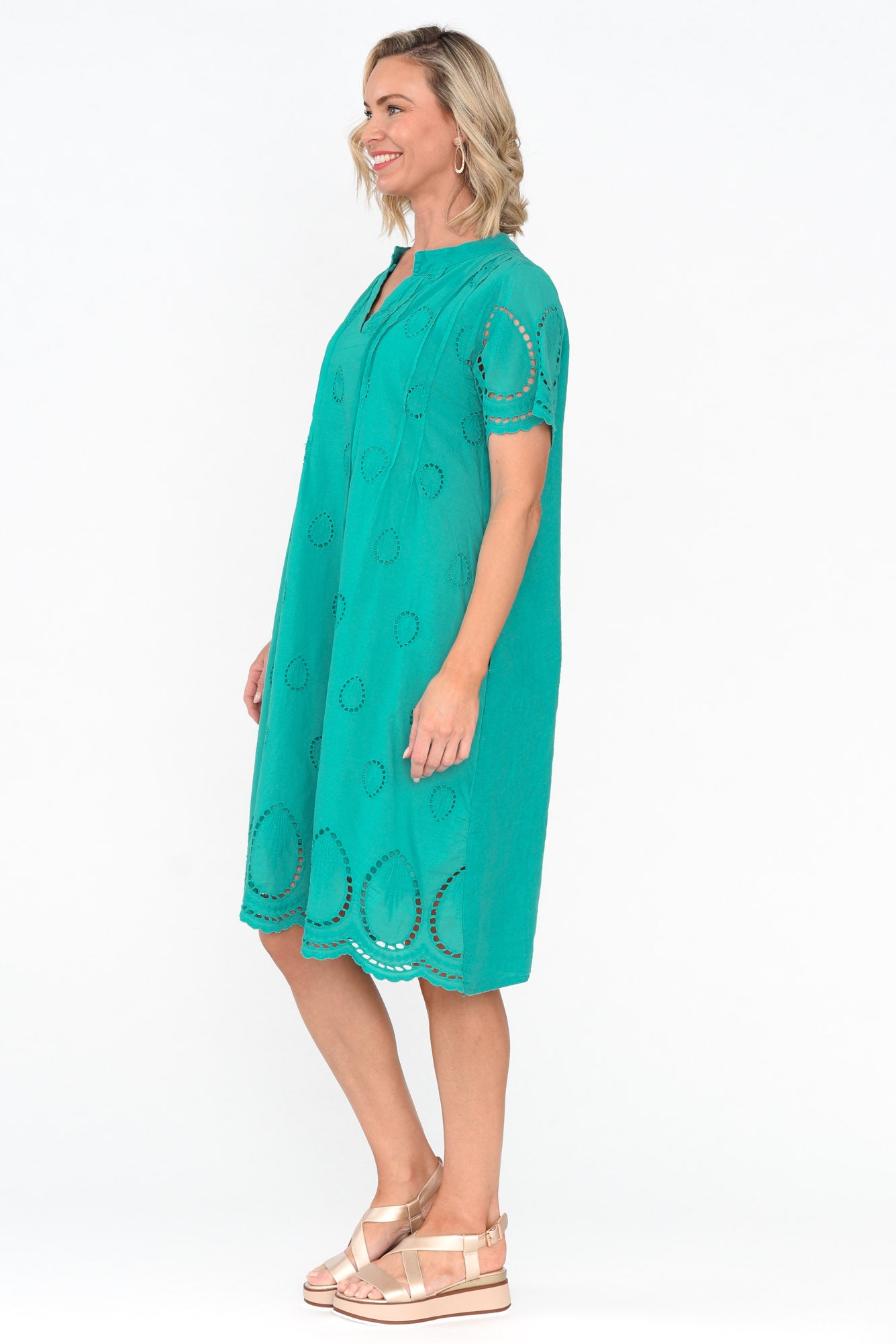 Ellory Turquoise Linen Cotton Pocket Dress