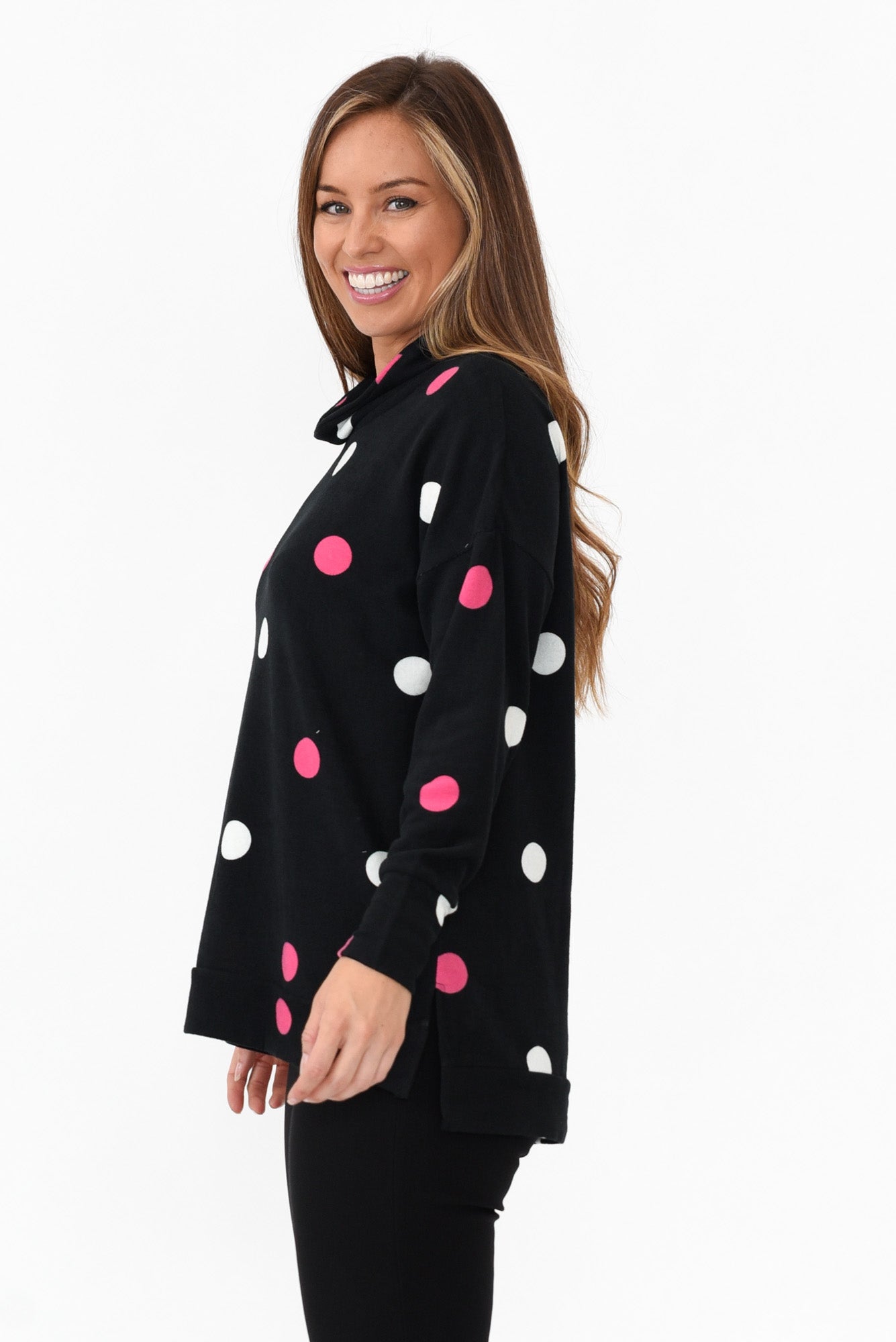Ryland Pink Spot Cotton Blend Knit Jumper