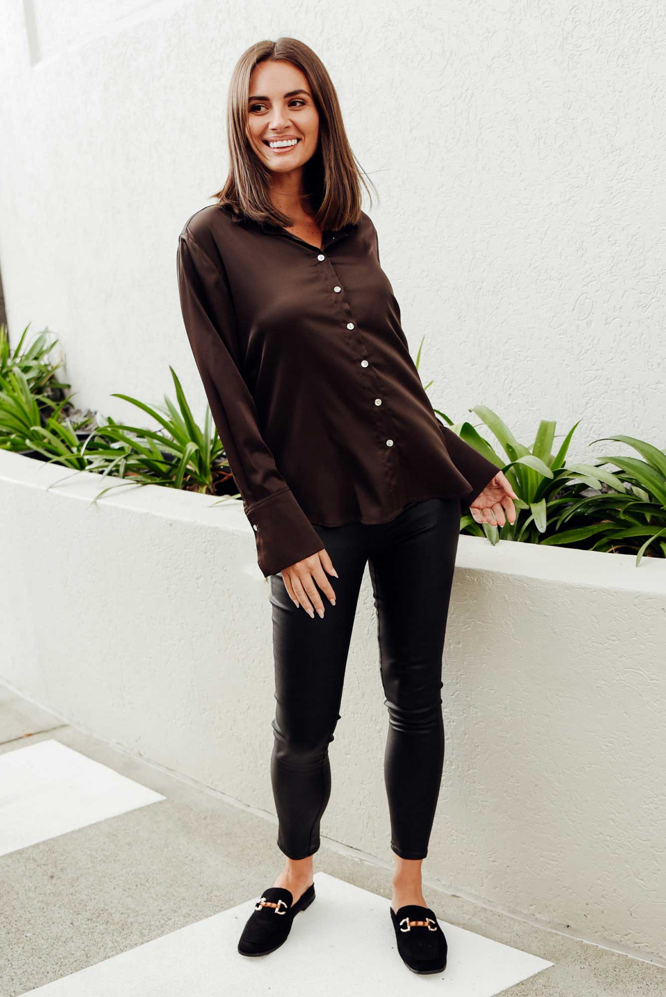 Honor Chocolate Satin Shirt