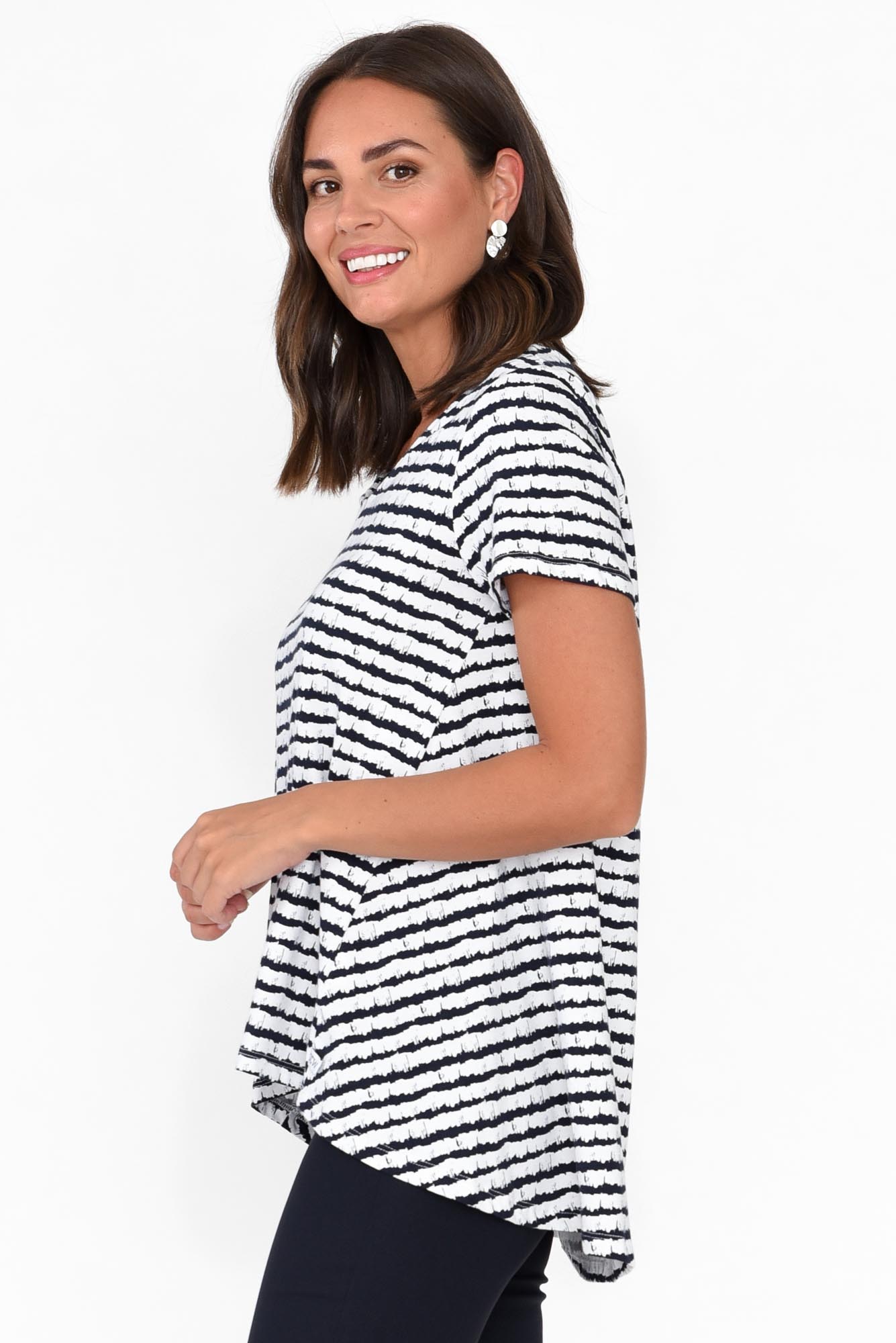 Montreal Navy Stripe Cotton Tee