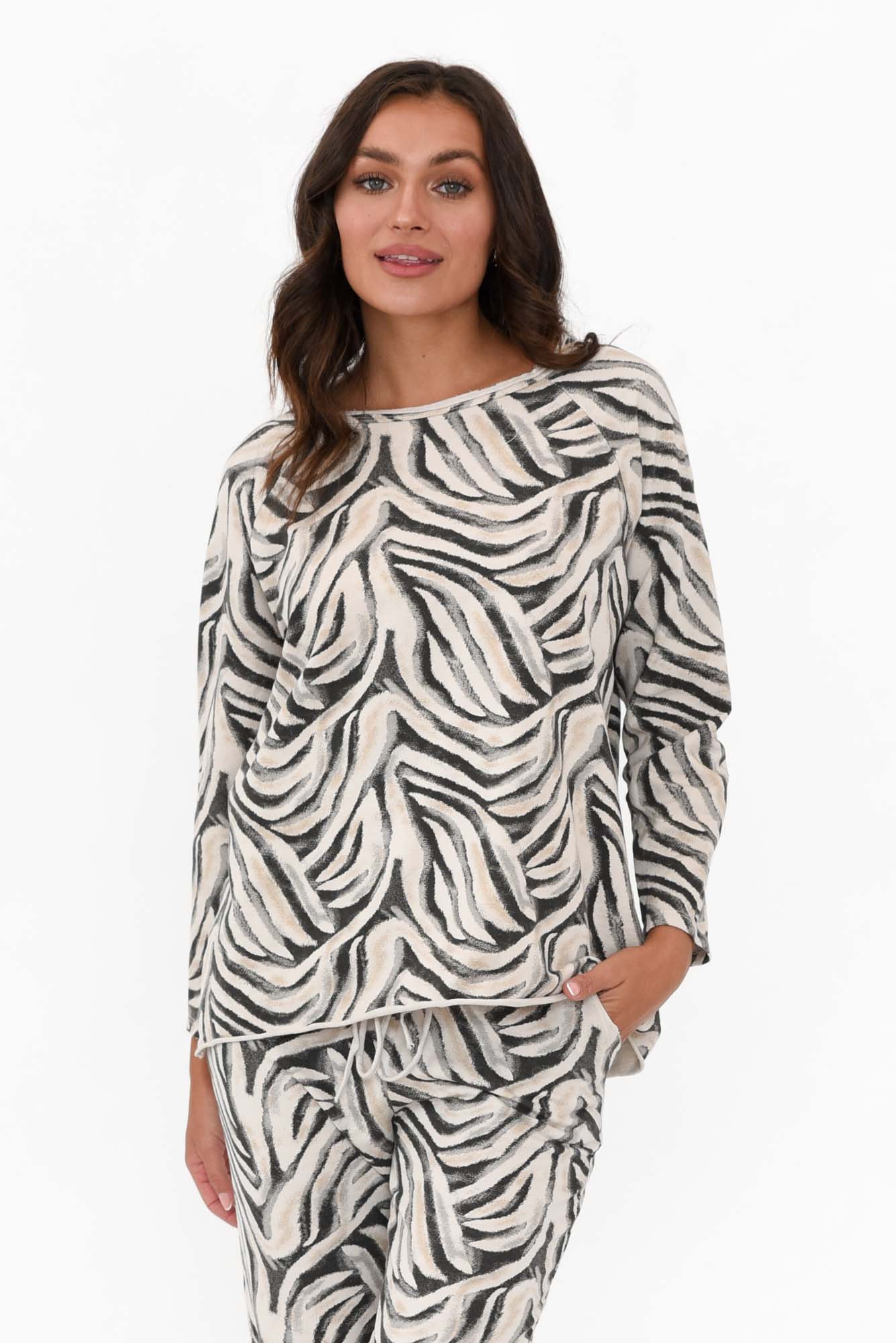 Brendan Black Zebra Cotton Stretch Top