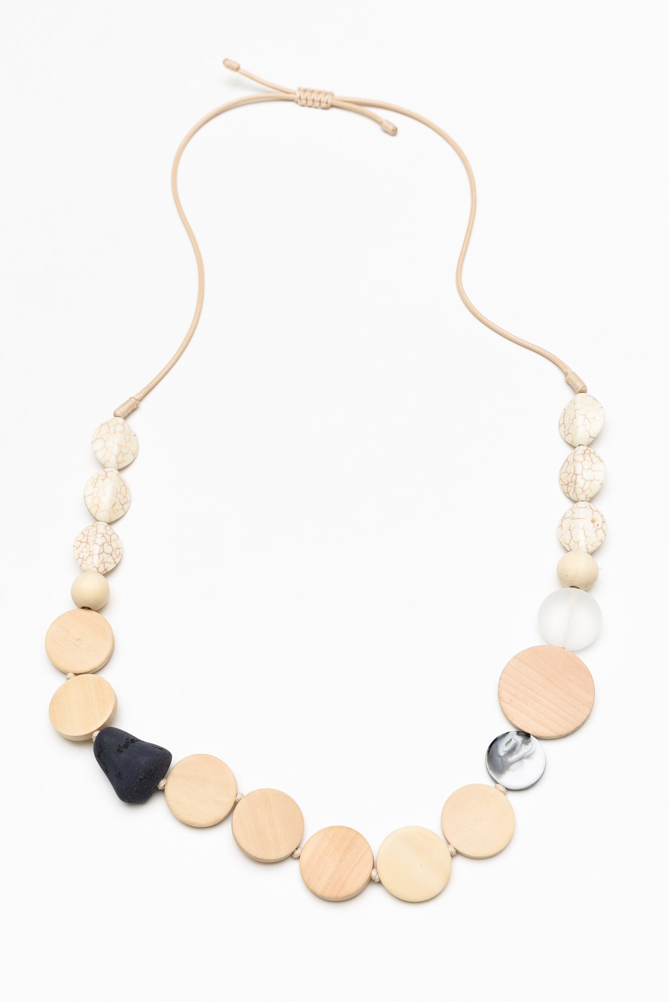 Roisin Natural Wood Beaded Necklace