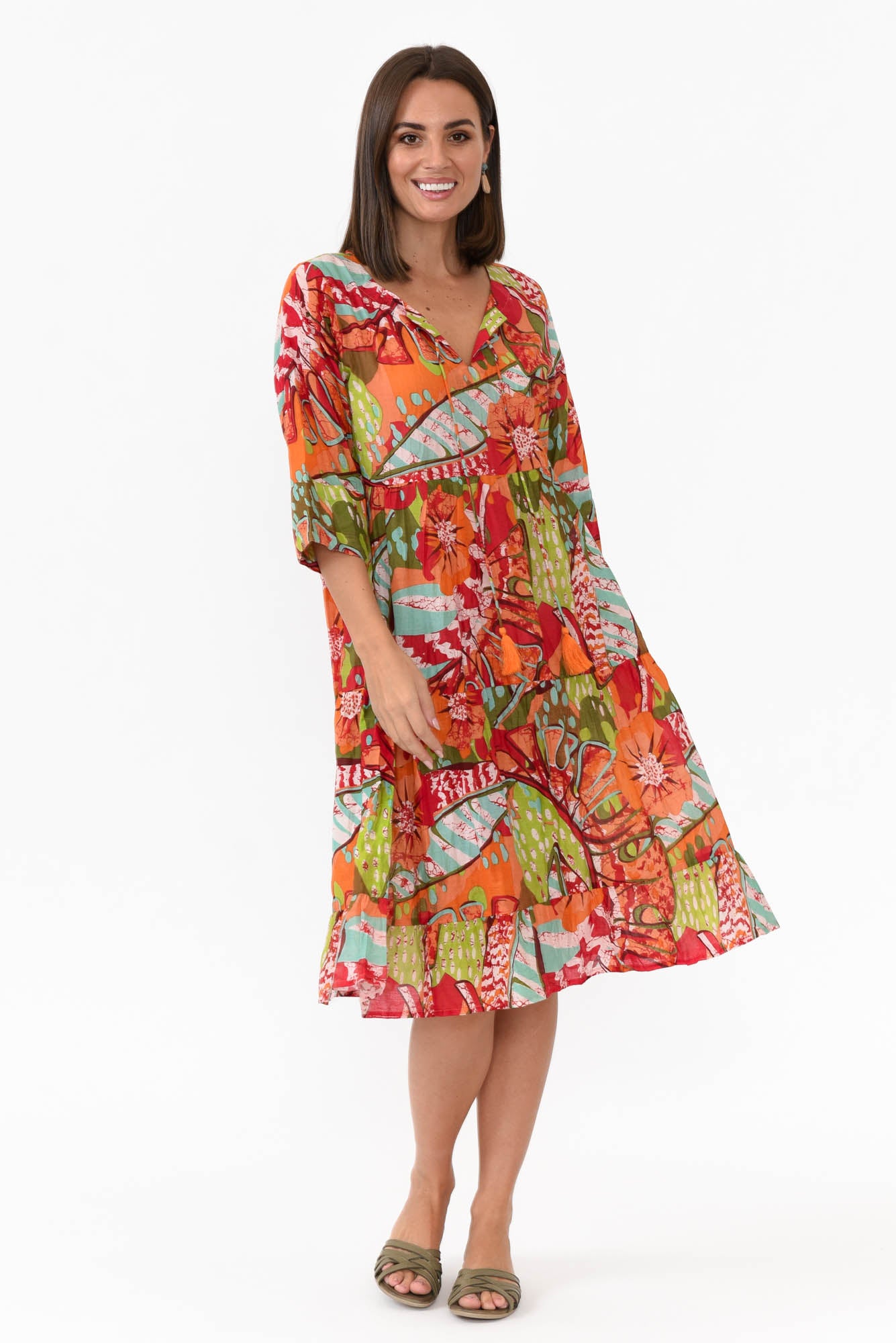 Layla Green Jungle Crinkle Cotton Dress