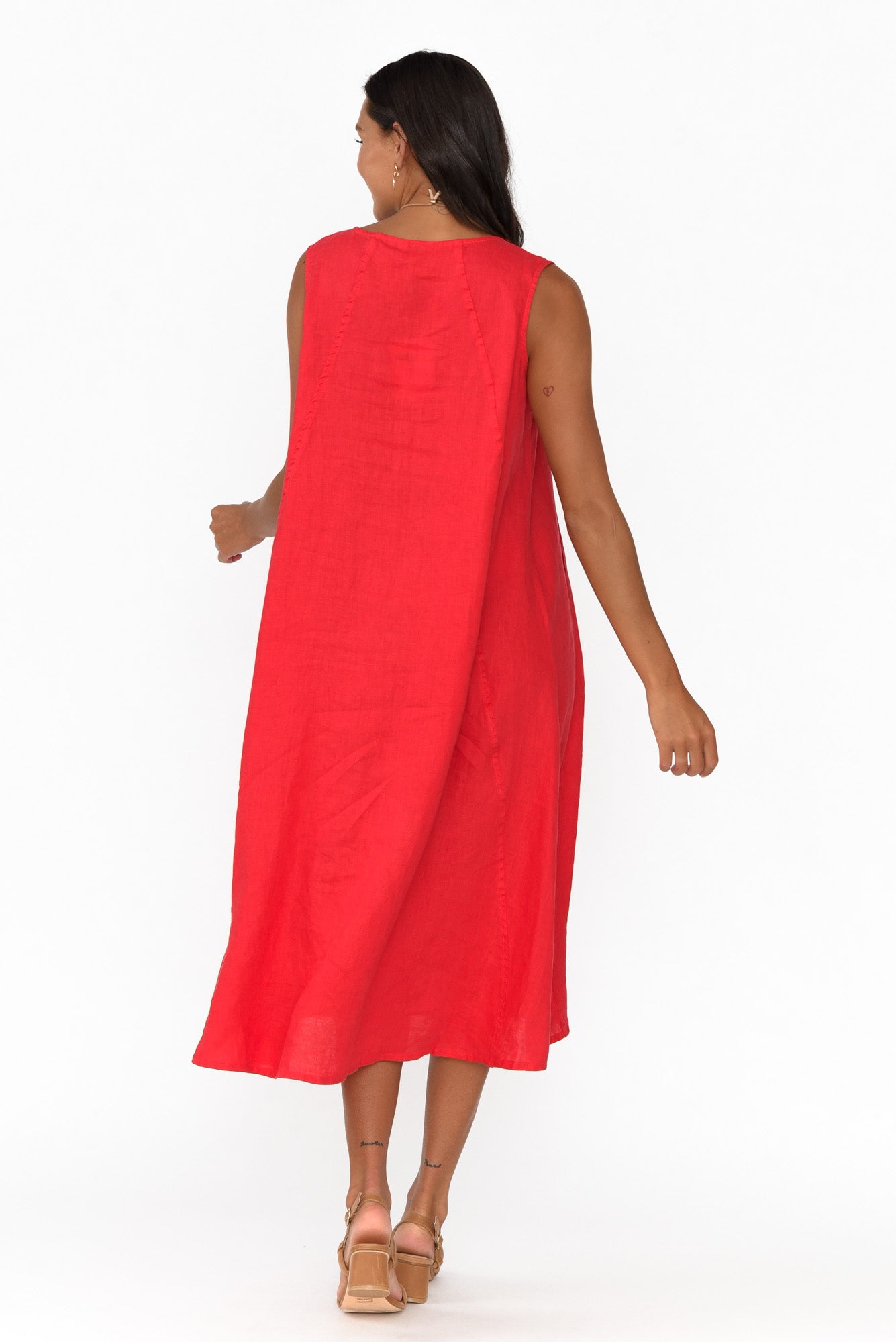 Brielle Red Linen Dress