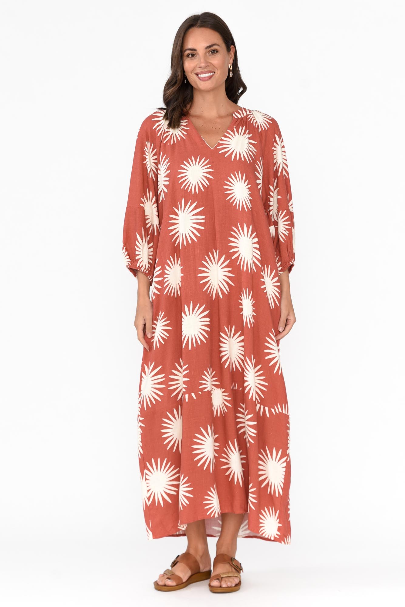 Ludie Rust Flower Pocket Dress