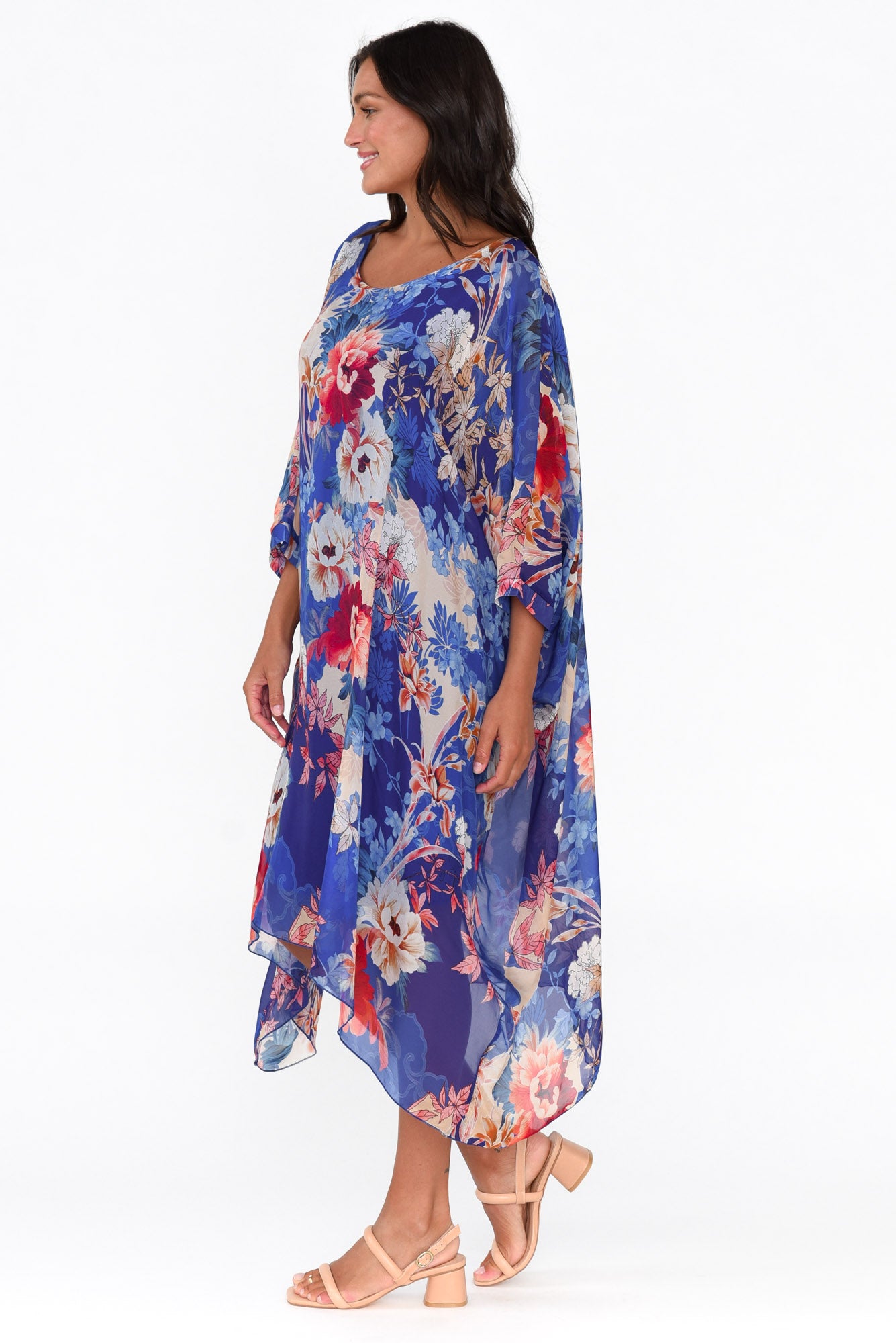 Marybeth Cobalt Floral Silk Kaftan