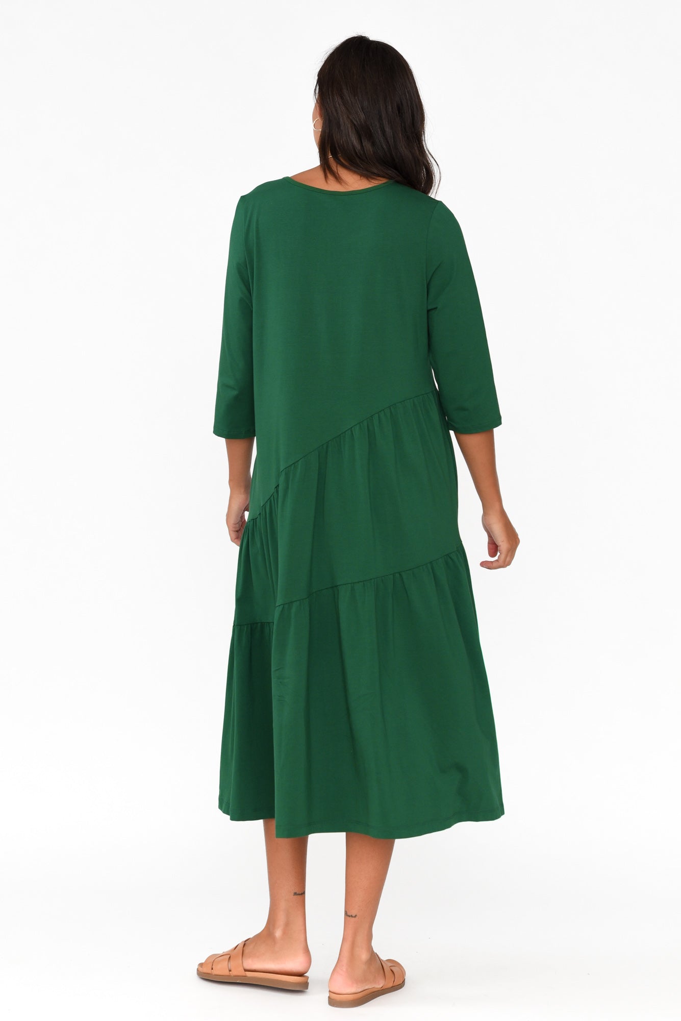 Masie Emerald Diagonal Gathered Dress