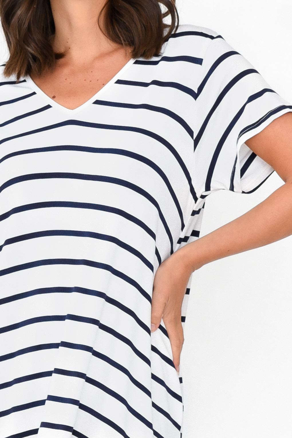 Tiffany White Stripe Bamboo Tee Dress