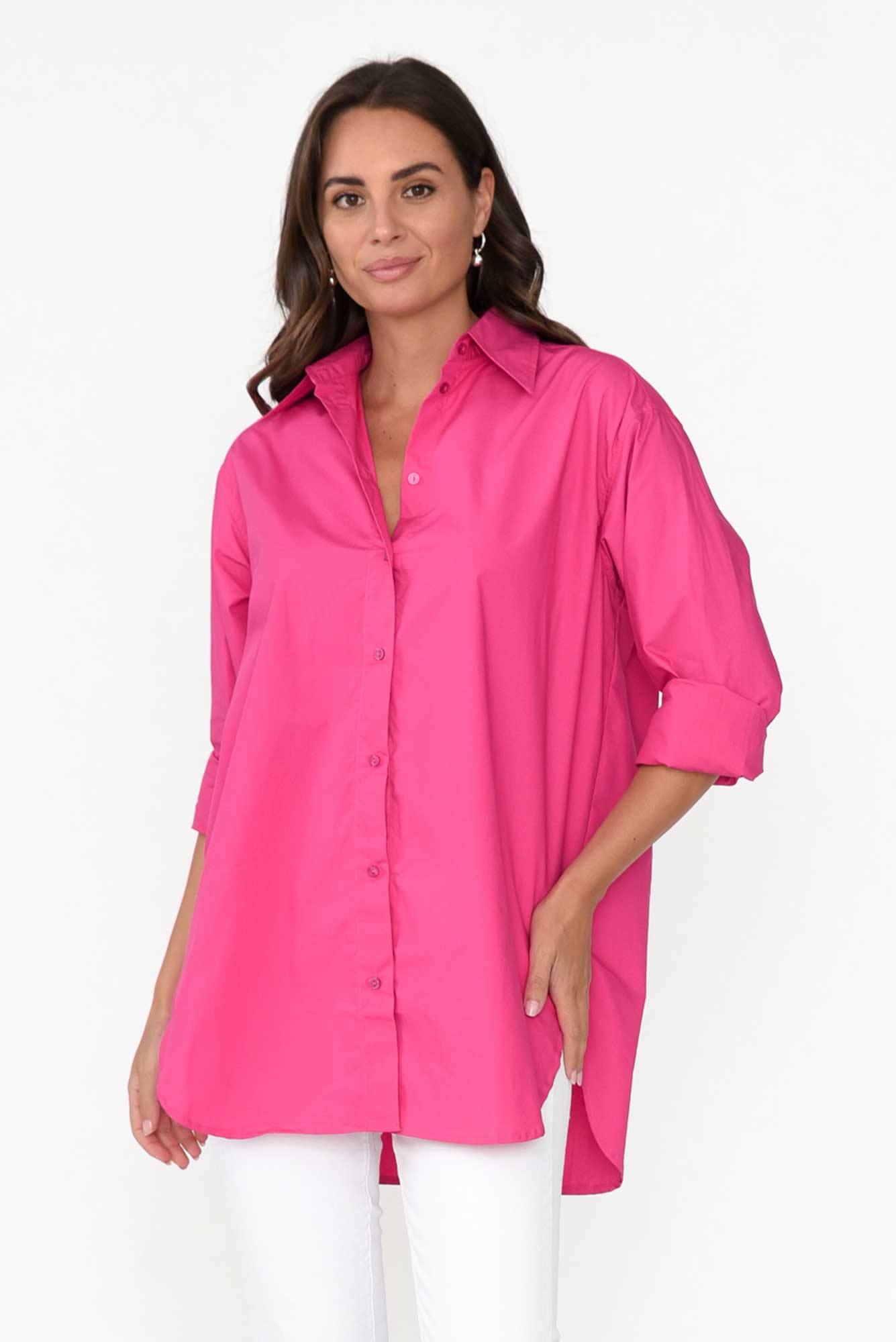 Verdel Hot Pink Cotton Shirt