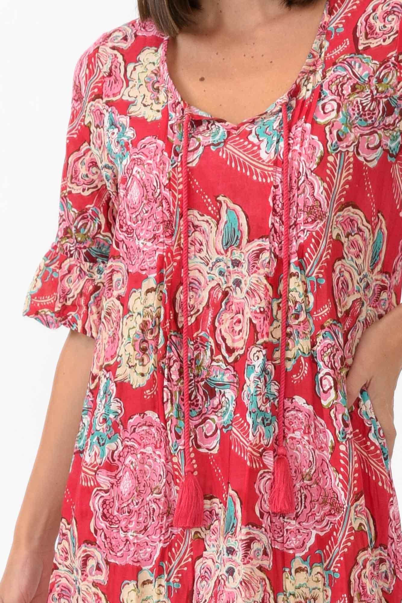 Cayman Coral Paisley Cotton Tunic Dress