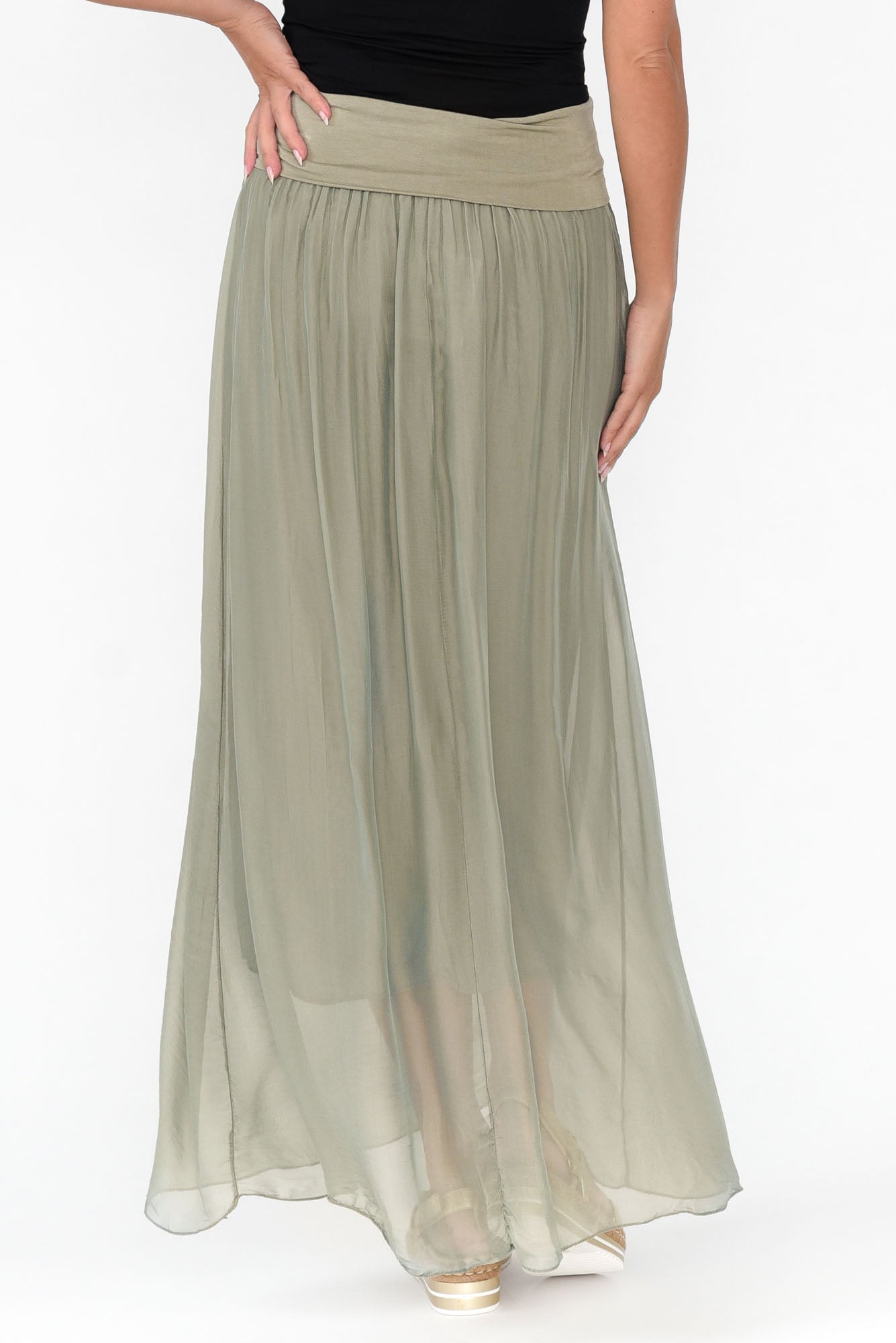 Viana Sage Silk Layer Skirt