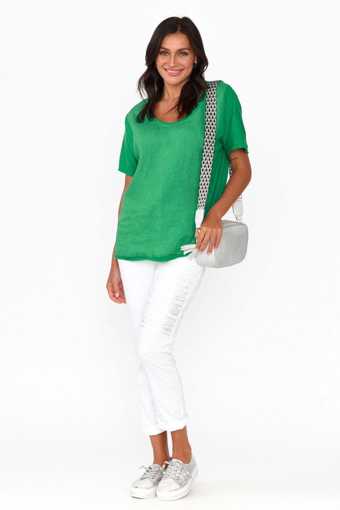 Ishana Green Linen Cotton Top