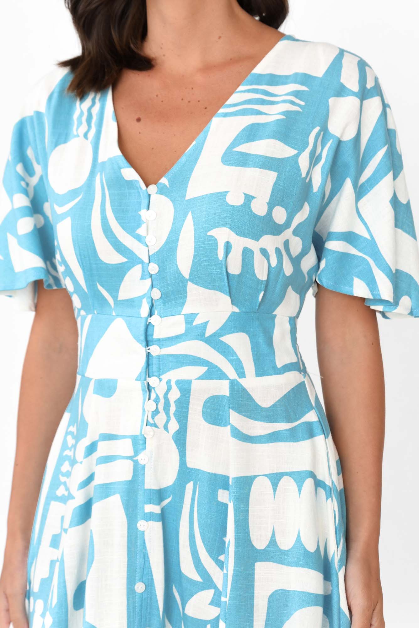 Joel Blue Abstract Button Dress