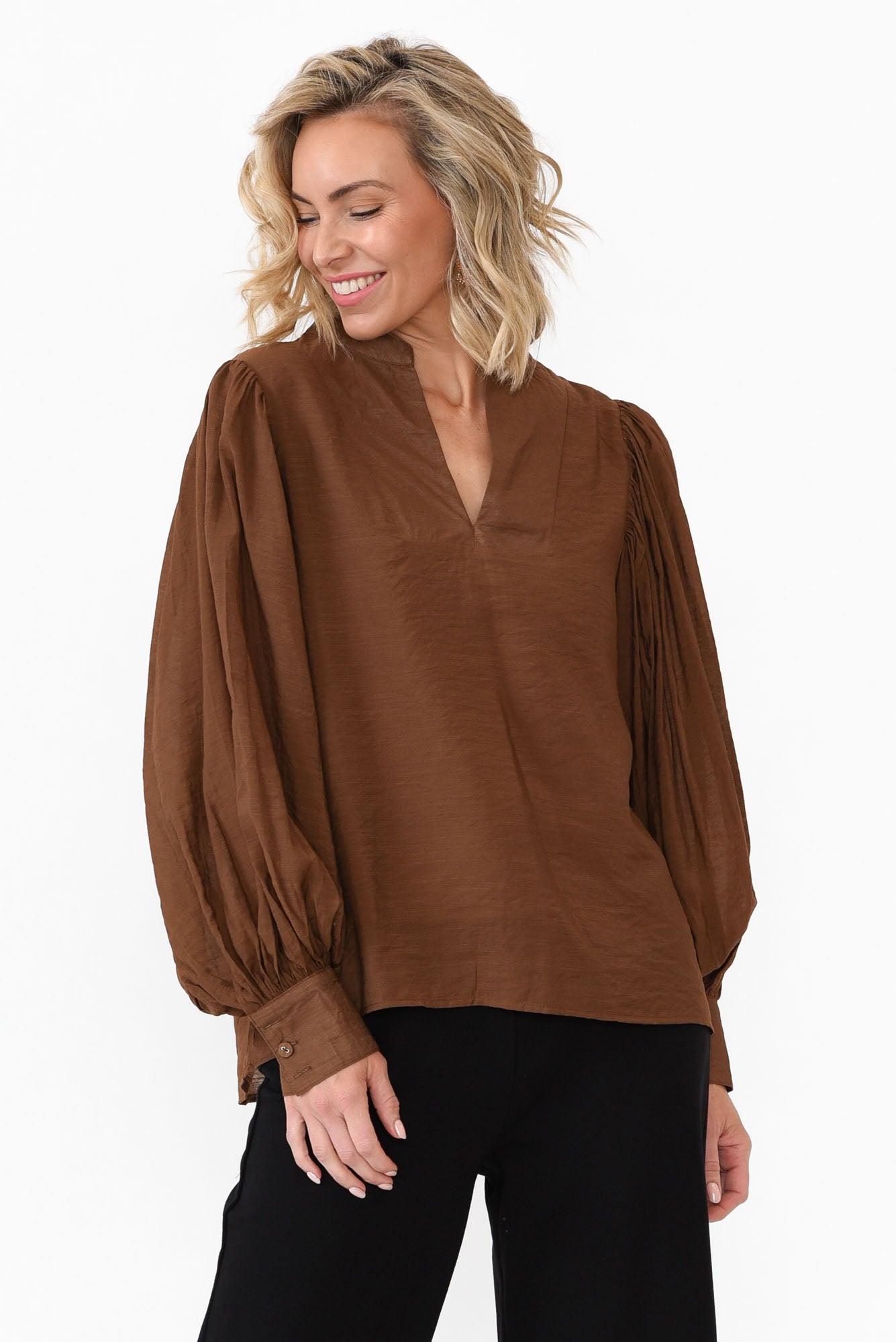 Kane Chocolate Cotton Blend Top