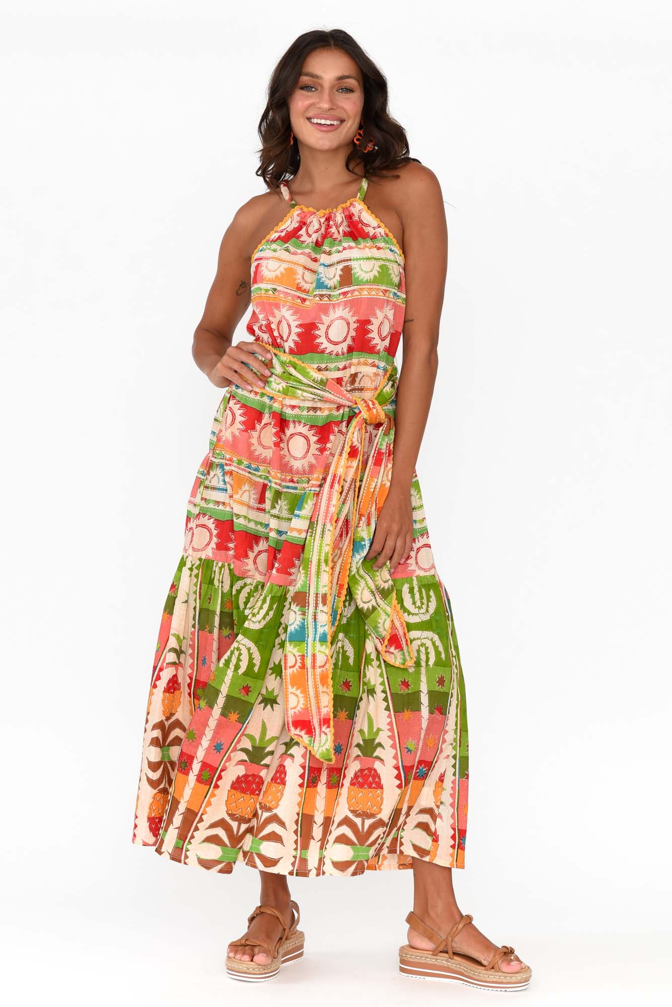 Pinata Tropical Cotton Halter Dress