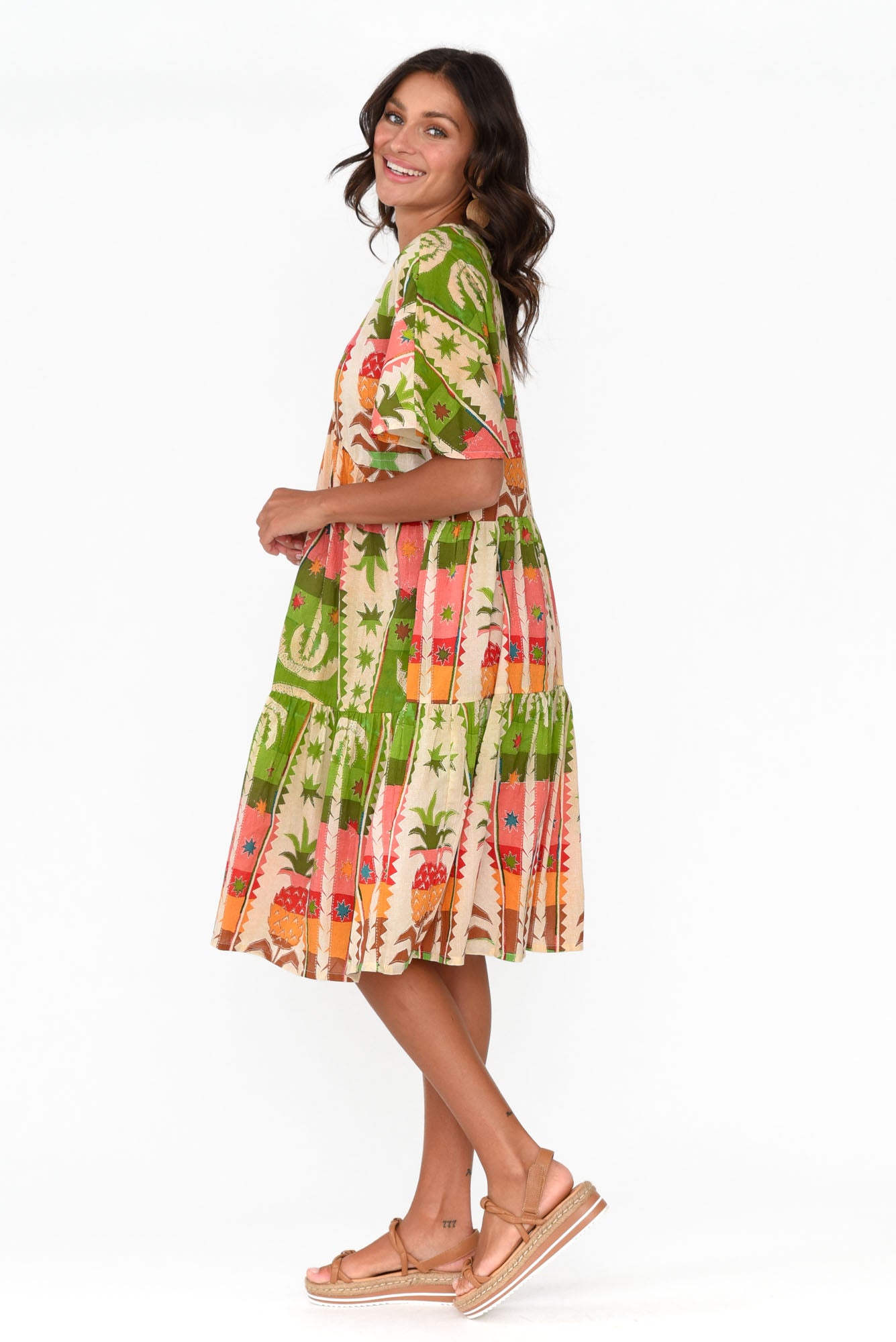 Lola Tropical Cotton Tier Dress