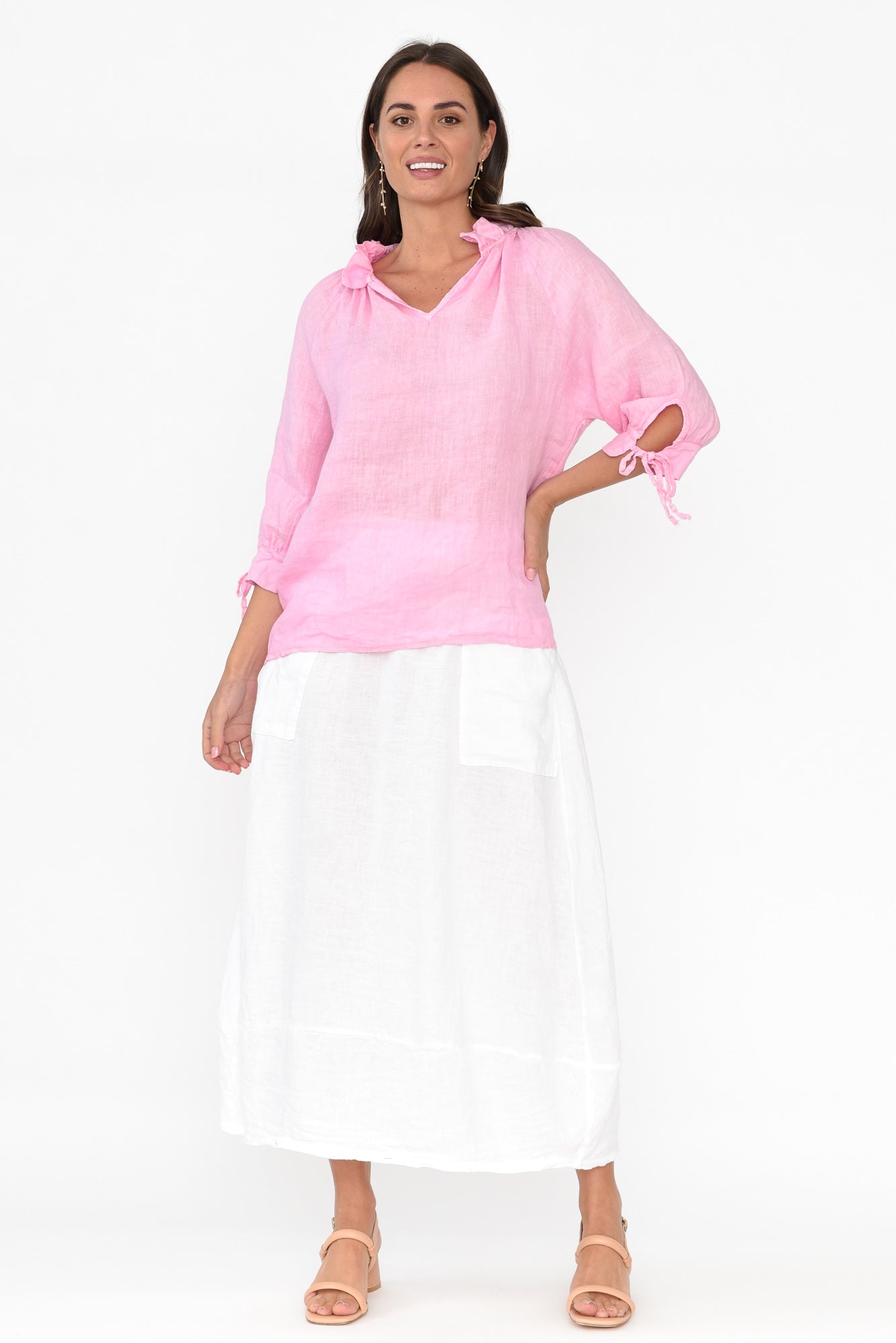 Lisette White Linen Pocket Skirt