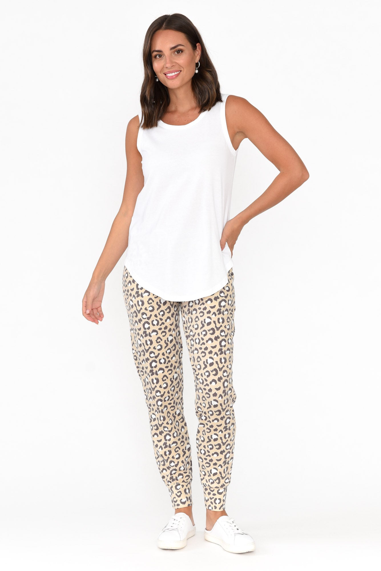Brown Leopard Cotton Everyday Tie Pant