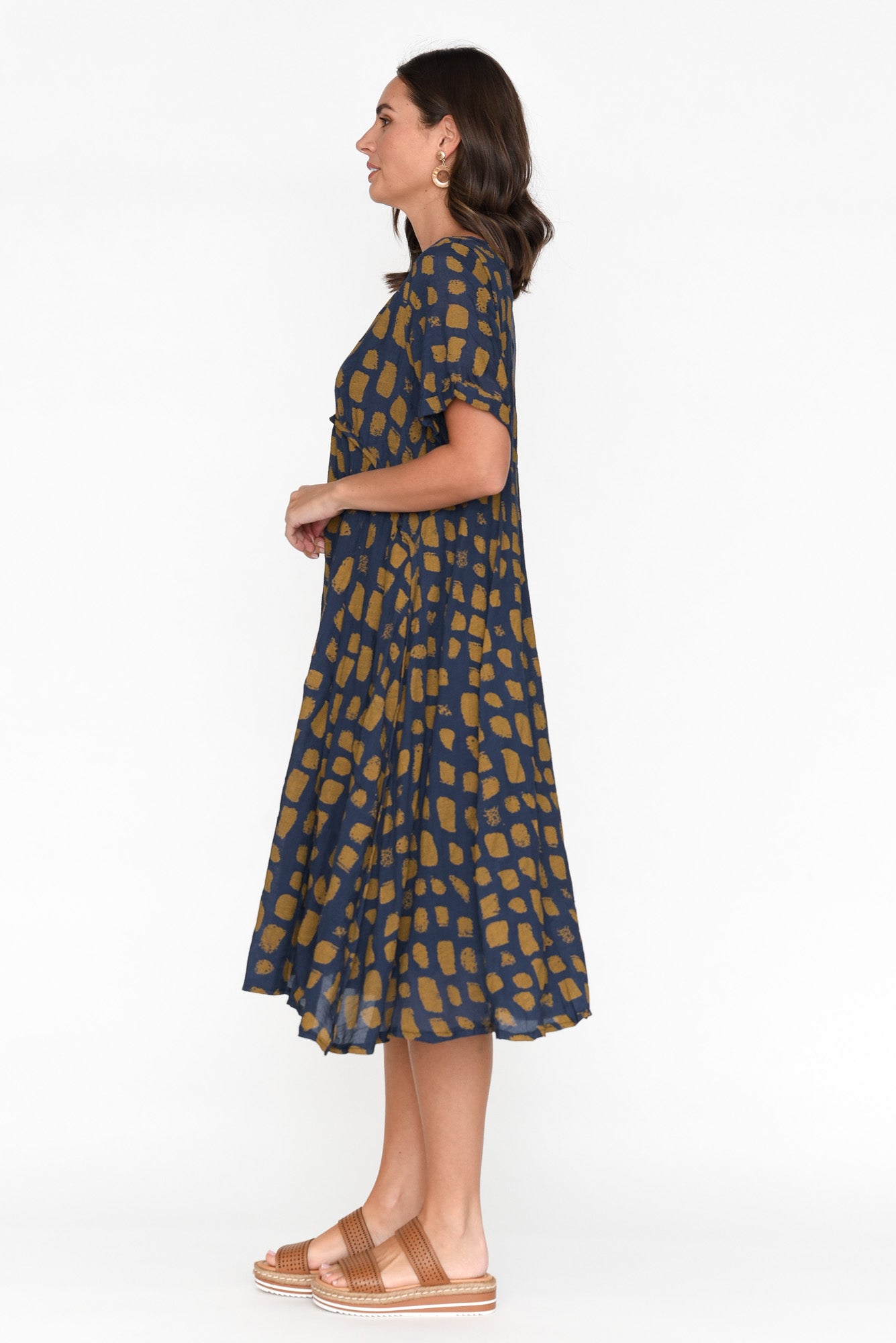 Vanya Navy Abstract Cotton Blend Dress