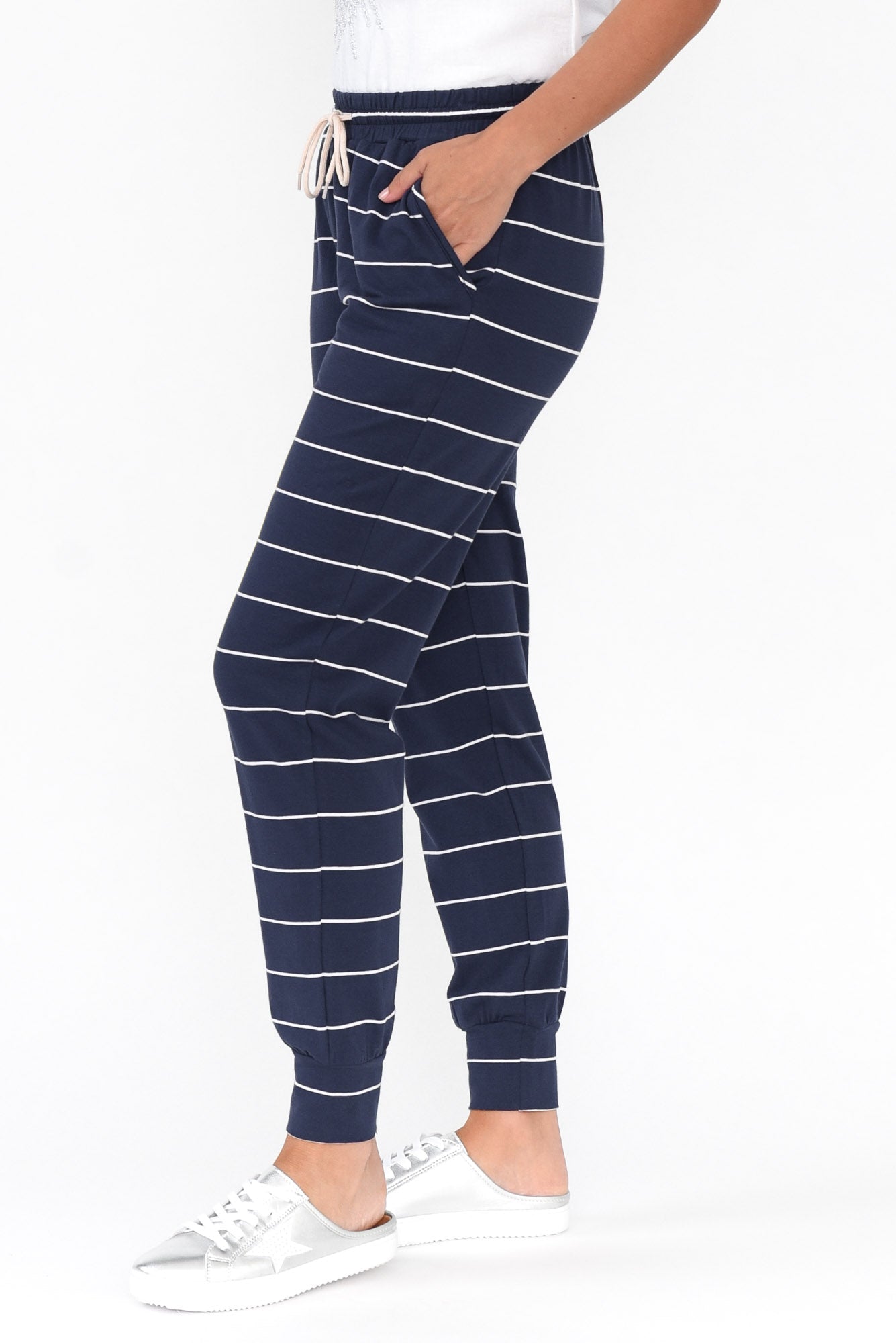 Navy Pinstripe Cotton Everyday Tie Pant
