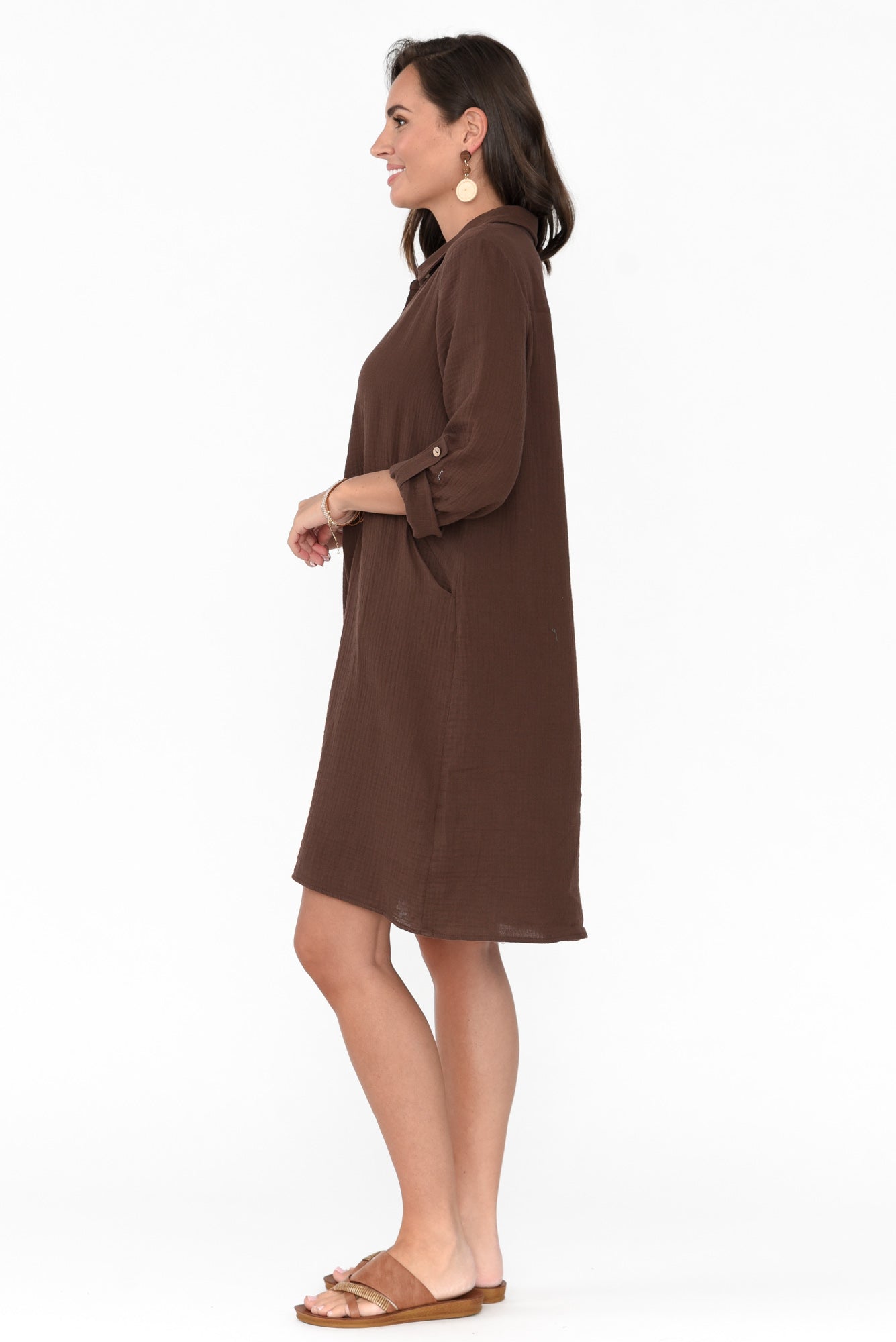Byron Chocolate Cotton Shirt Dress