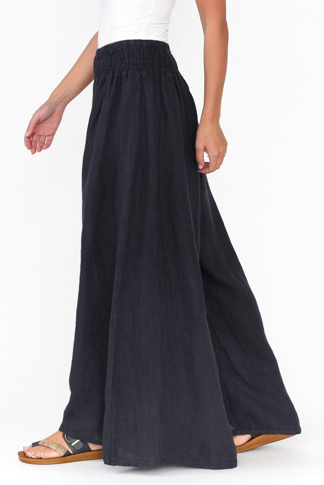 Rumi Navy Wide Leg Linen Pant