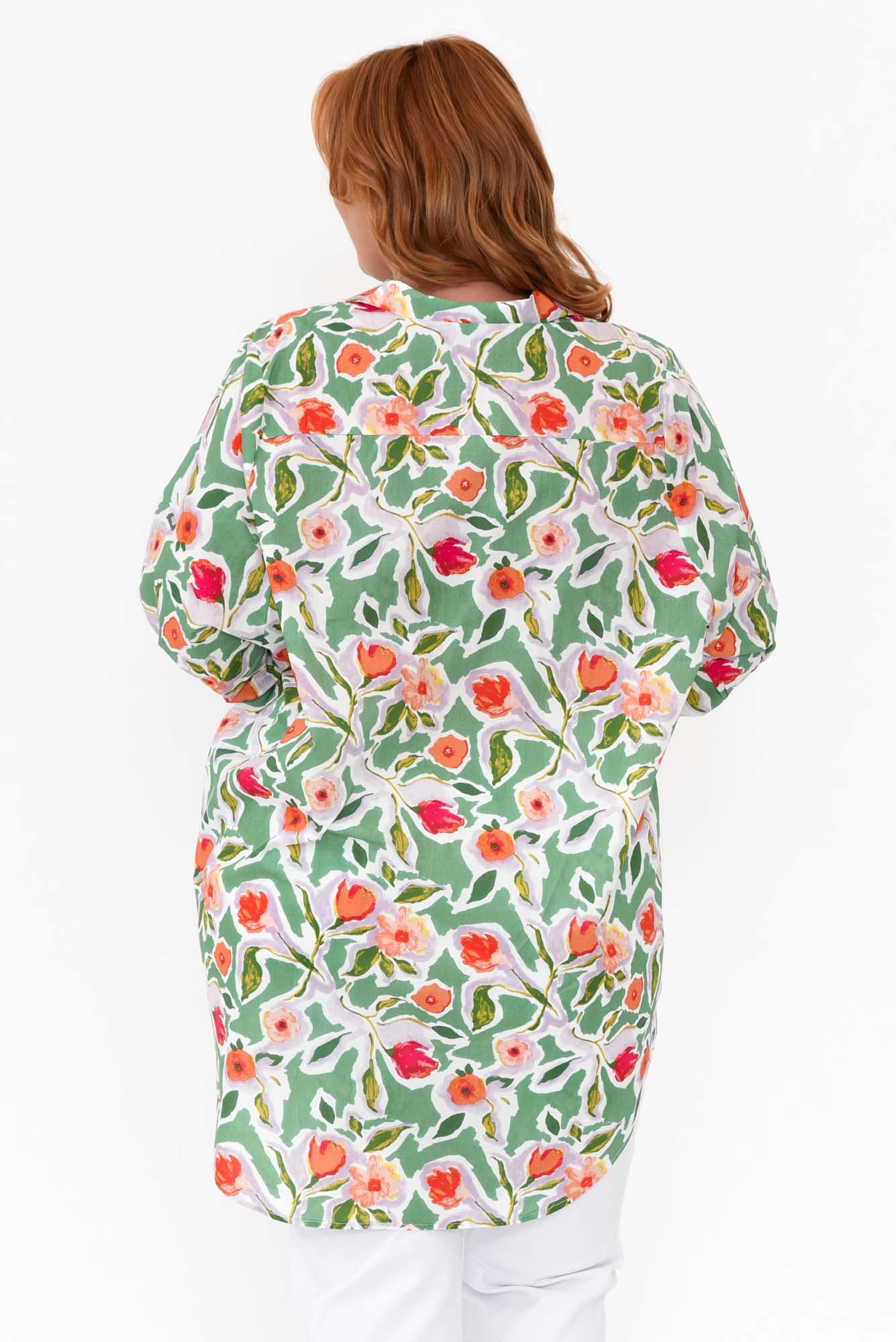 Sadie Green Blossom Cotton Tunic Top