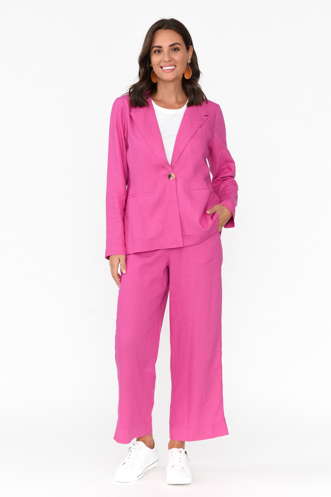Lisset Hot Pink Linen Blend Blazer