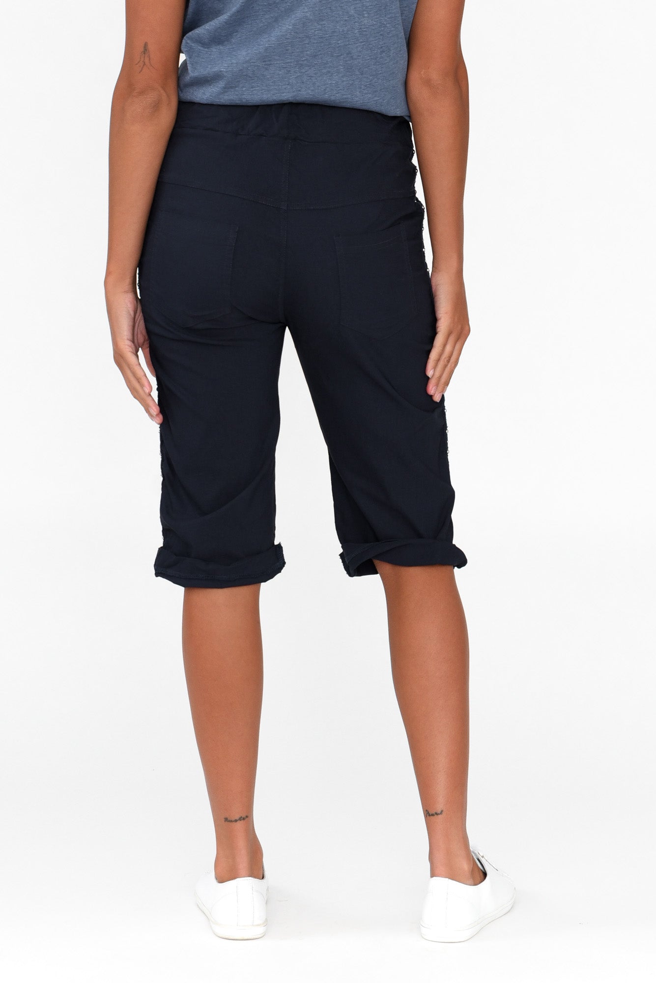 Rhonda Navy Embellished Shorts