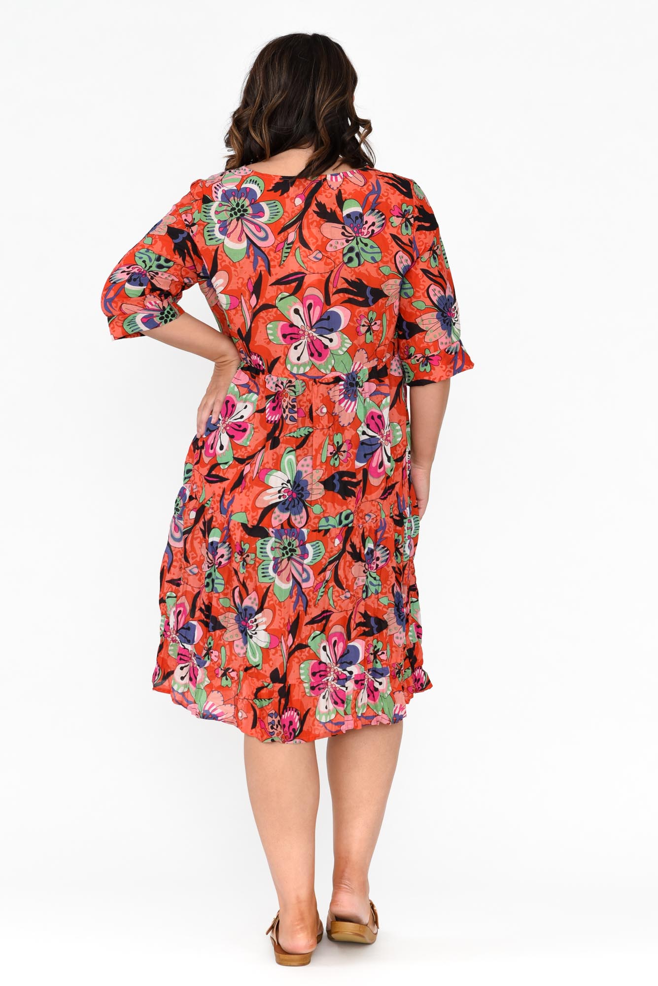 Layla Pink Flower Crinkle Cotton Dress