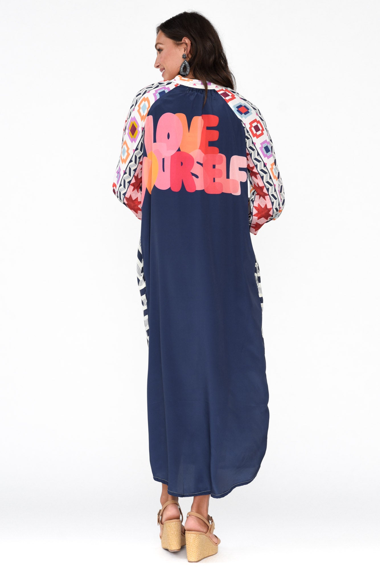 Maeva Navy Geometric Shirt Dress