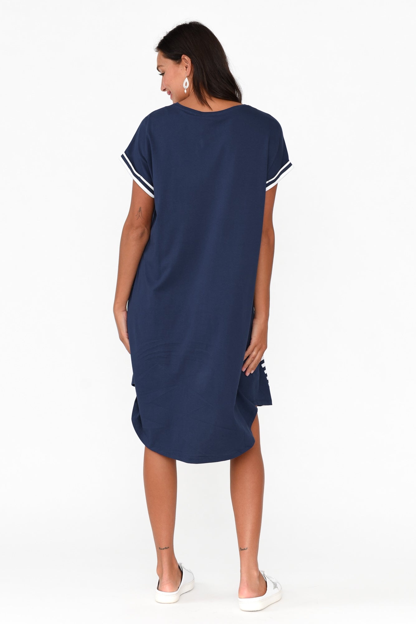 Maxine Navy Stripe Cotton T-Shirt Dress