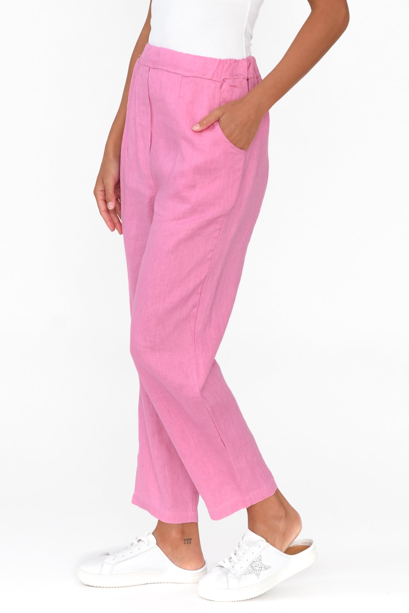 Marylou Pink Linen Pocket Pant