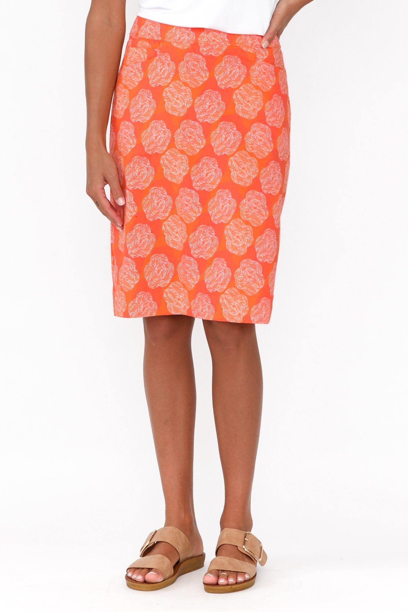 Brynn Orange Spot Cotton Blend Skirt