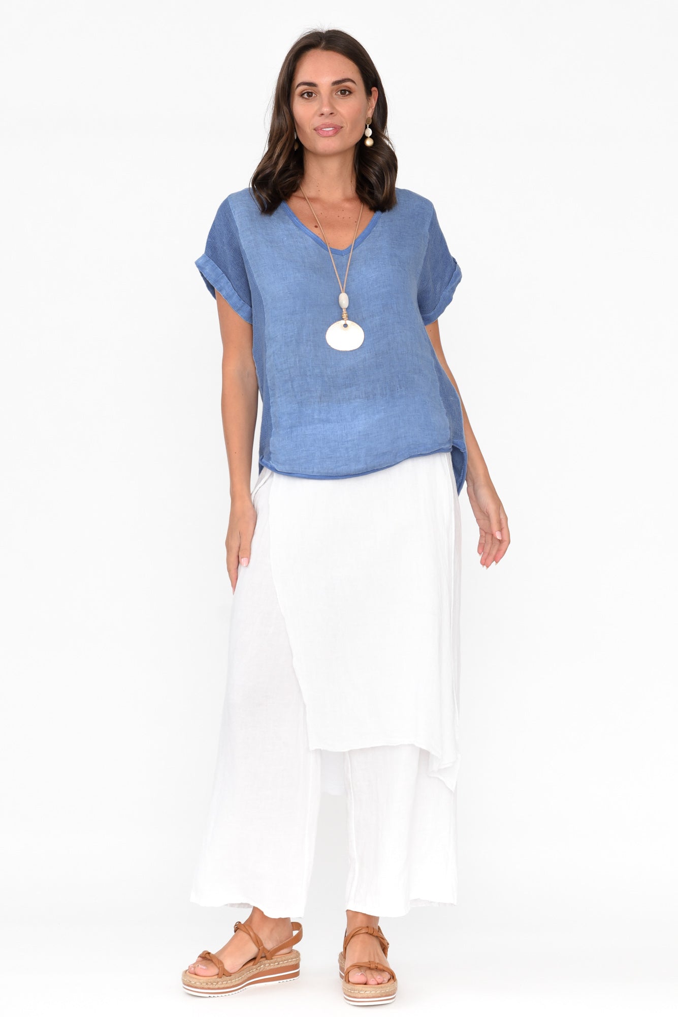 Lucienne White Linen Layer Pant